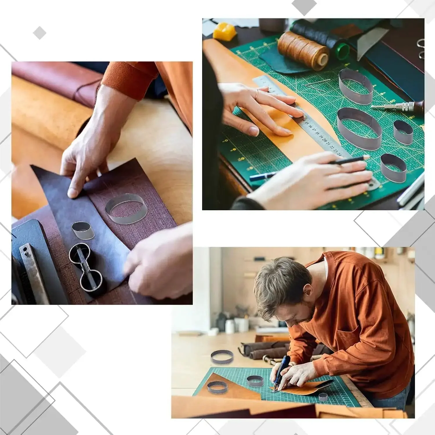Elliptical Leather Punch Tool Set With Cutting Dies For Hole Punching High Carbon Steel DIY Leather Craft Kit Eight Oval Die Shapes In A Plastic Box Pro Grade Leather Die Cutter For Handmade Projects - Image 7