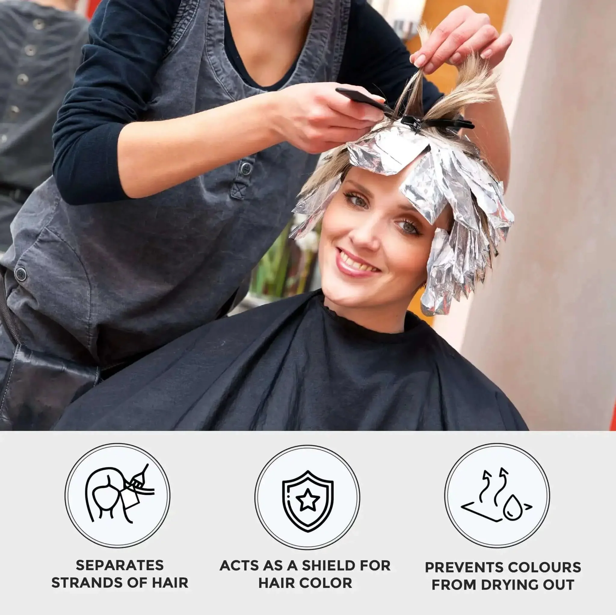 Embossed Pre-Cut Hair Foil Sheets In Pop-Up Dispenser, 5W X 10.75L, 500-Count, Pro-Grade Aluminum Foil For Color Application And Highlights, Food Safe, Easy Tear-Free Use Ideal For Salon And Home Use - Image 3