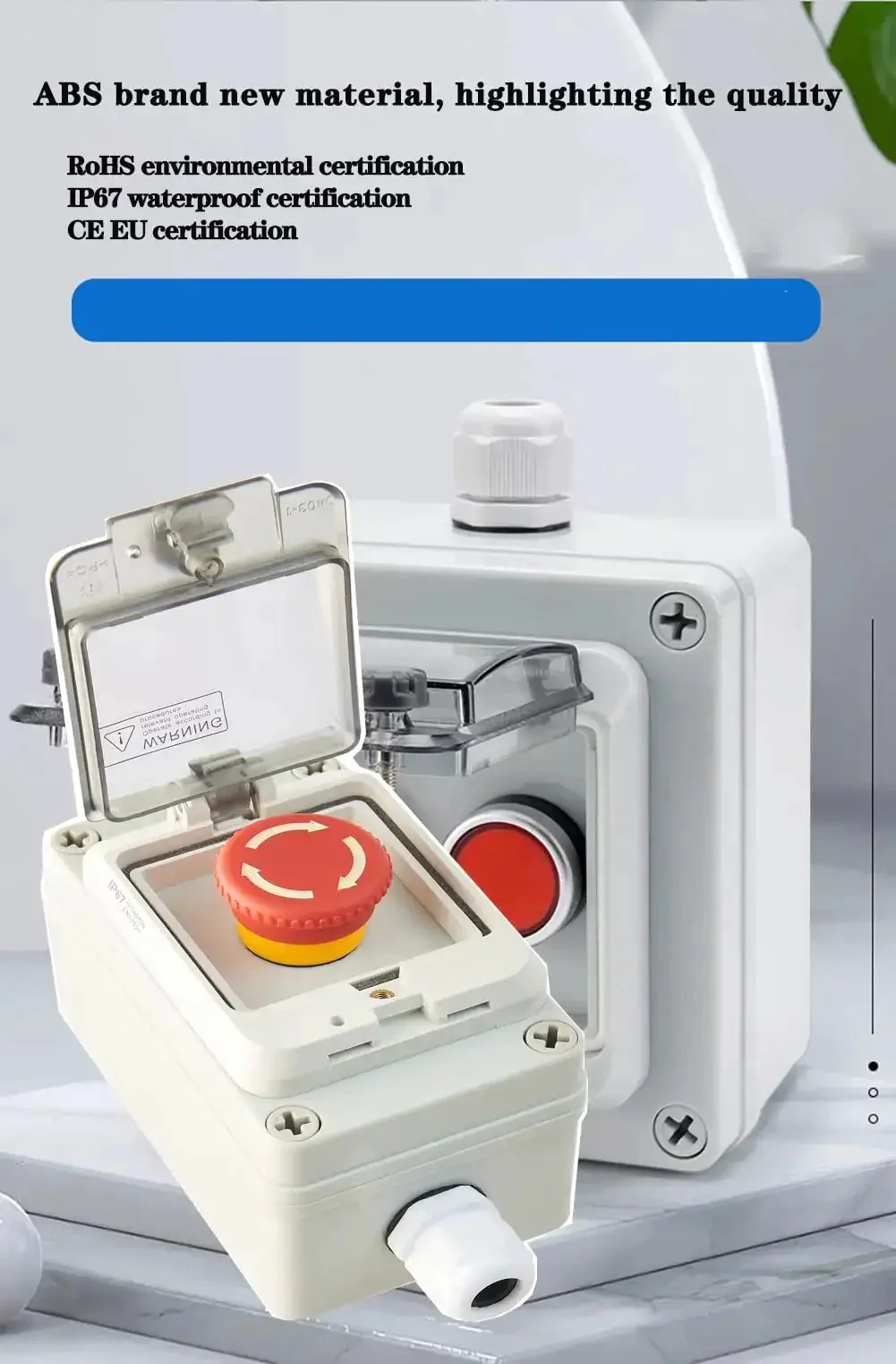 Emergency Stop Button Box With IP67 Waterproof Enclosure Durable ABS Case E Stop Switch 125x75x70 mm 10A 660V 1NC 1NO Four Terminals Heavy Duty Push Button Station For Quick Safety Shutdown - Image 4