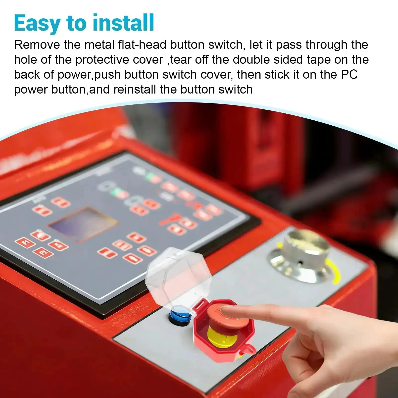 Emergency Stop Button Lockout Cover Kit Four Pack for Industrial Control Panels and Machinery No Brainer Protection Square 30mm Push Button Shield With Adhesive Prevents Accidental Startups During Maintenance in Shops and Worksites - Image 3
