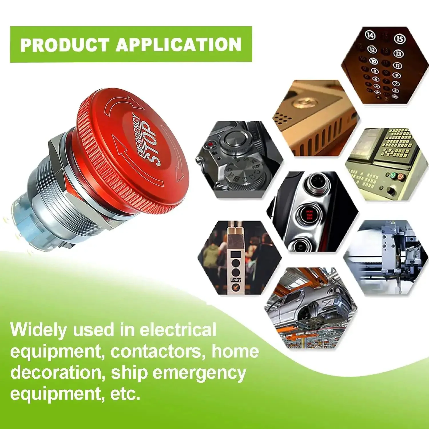 Emergency Stop Button Switch 22mm Mount With 12 To 220V 3A 1NO 1NC 1C SPDT Self Locking Latch Stainless Steel 32mm Mushroom Head 3 Pin Connection Plug Heavy Duty Safety Switch For Industrial Control Panels And Machinery Built For Rough Environments - Image 2