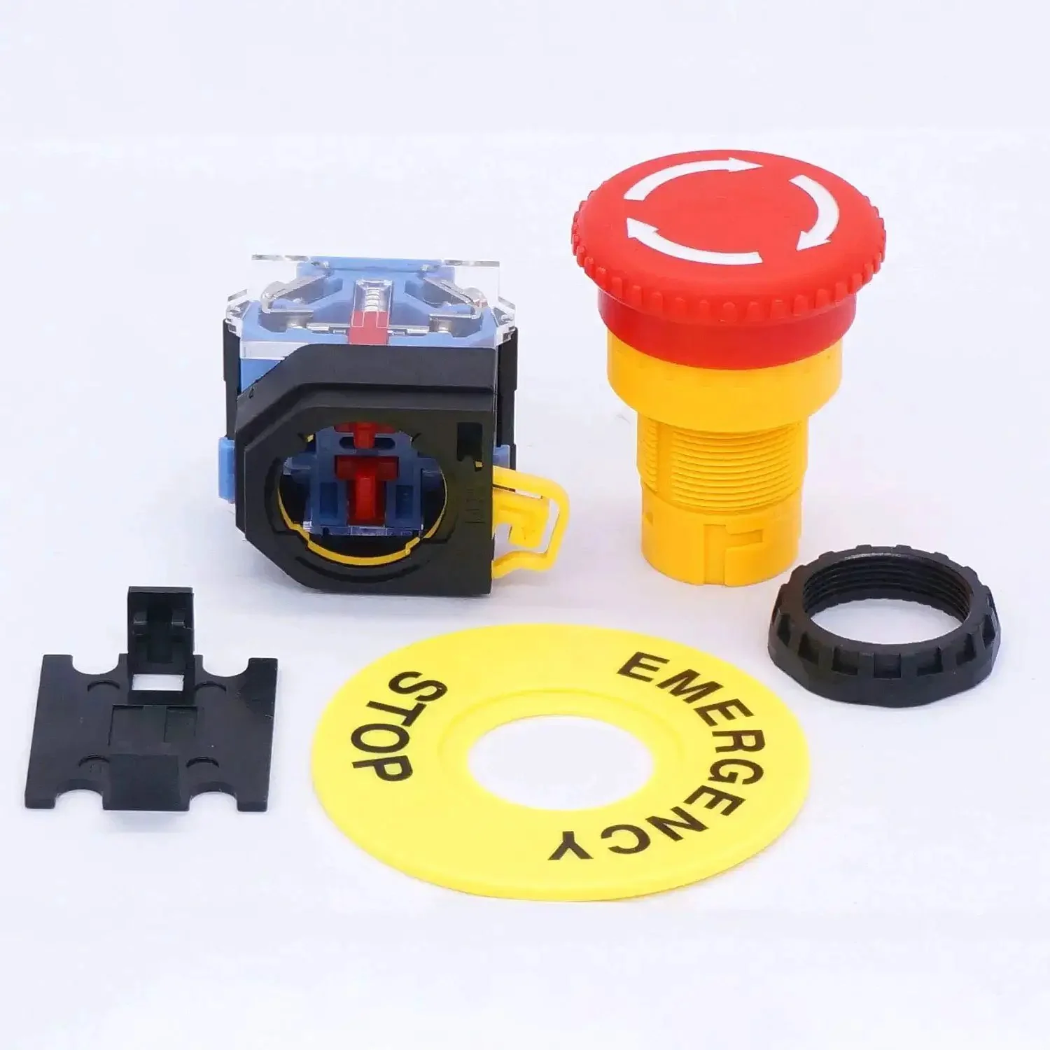Emergency Stop Push Button Switch 22mm 2NC Red Mushroom Stop Button Box 10A 440V Industrial Safety Switch With 4 Terminals 6KV Uimp Heavy Duty Stop Control Station - Image 4