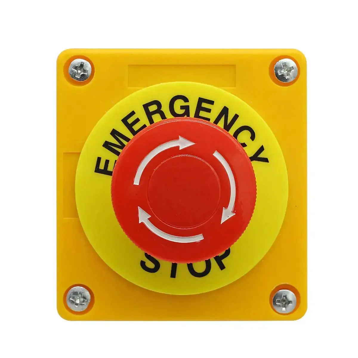 Emergency Stop Push Button Switch 40mm Red Mushroom Cap 660V 10A DPST Momentary 1NO 1NC Electric Control Button For Heavy Duty Industrial Panels And Machinery For CNC Machines, Factory Automation, Panel Mount, And Safety Interlock Systems