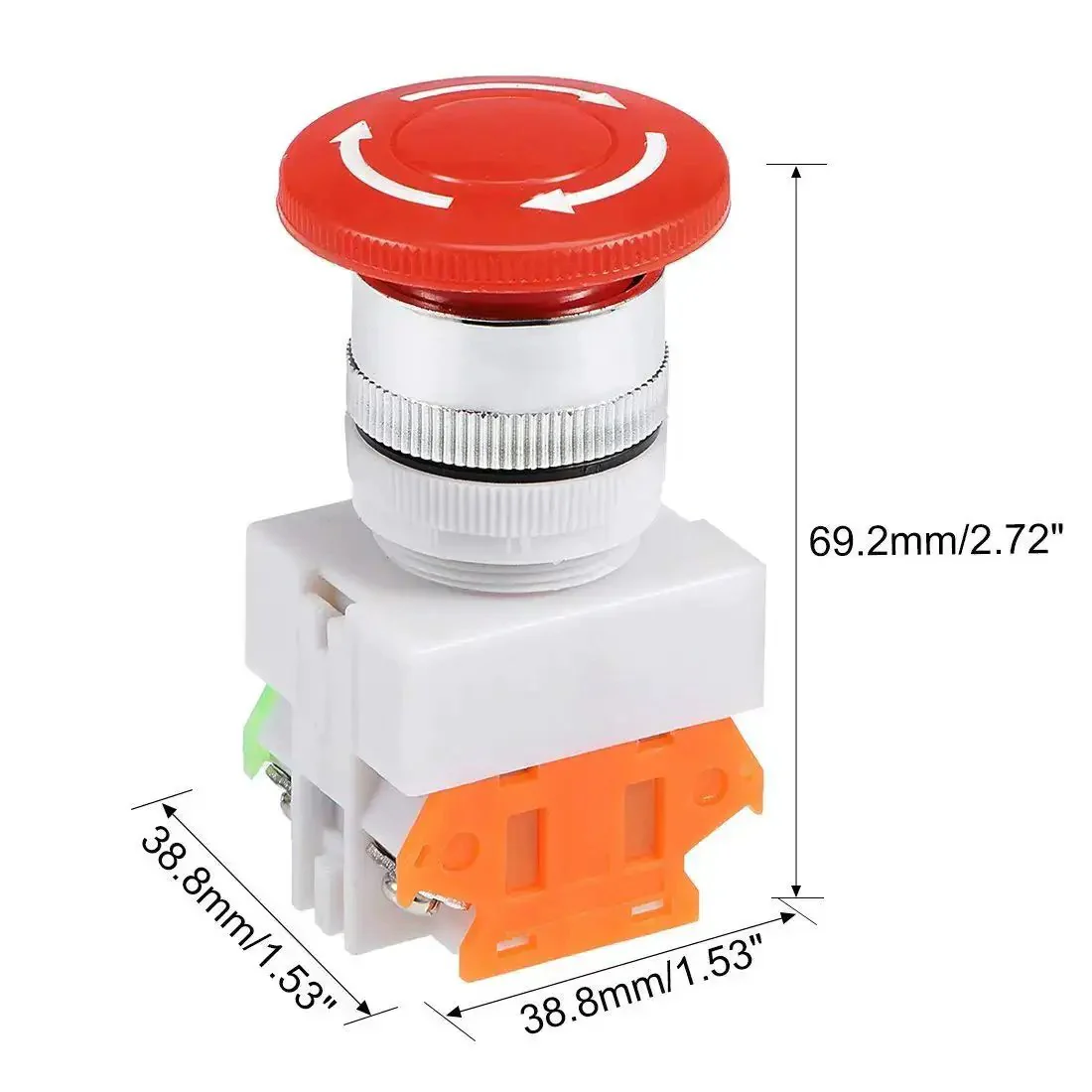 Emergency Stop Push Button Switch 660V 10A Red Mushroom Cap 1NO 1NC DPST Latching Self Lock 22mm Mount Hole For Equipment Lift Elevator Control Panel Industrial Grade - Image 6