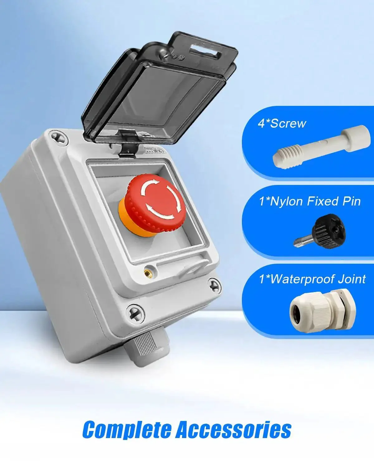 Emergency Stop Push Button Switch Box With Red Momentary Button And IP67 Waterproof Cover, 660V 10A Rated, Ideal NO NC Cutoff For Industrial Machinery, Quick Install, Rugged Power Cut Switch For Safe Shutdown - Image 2