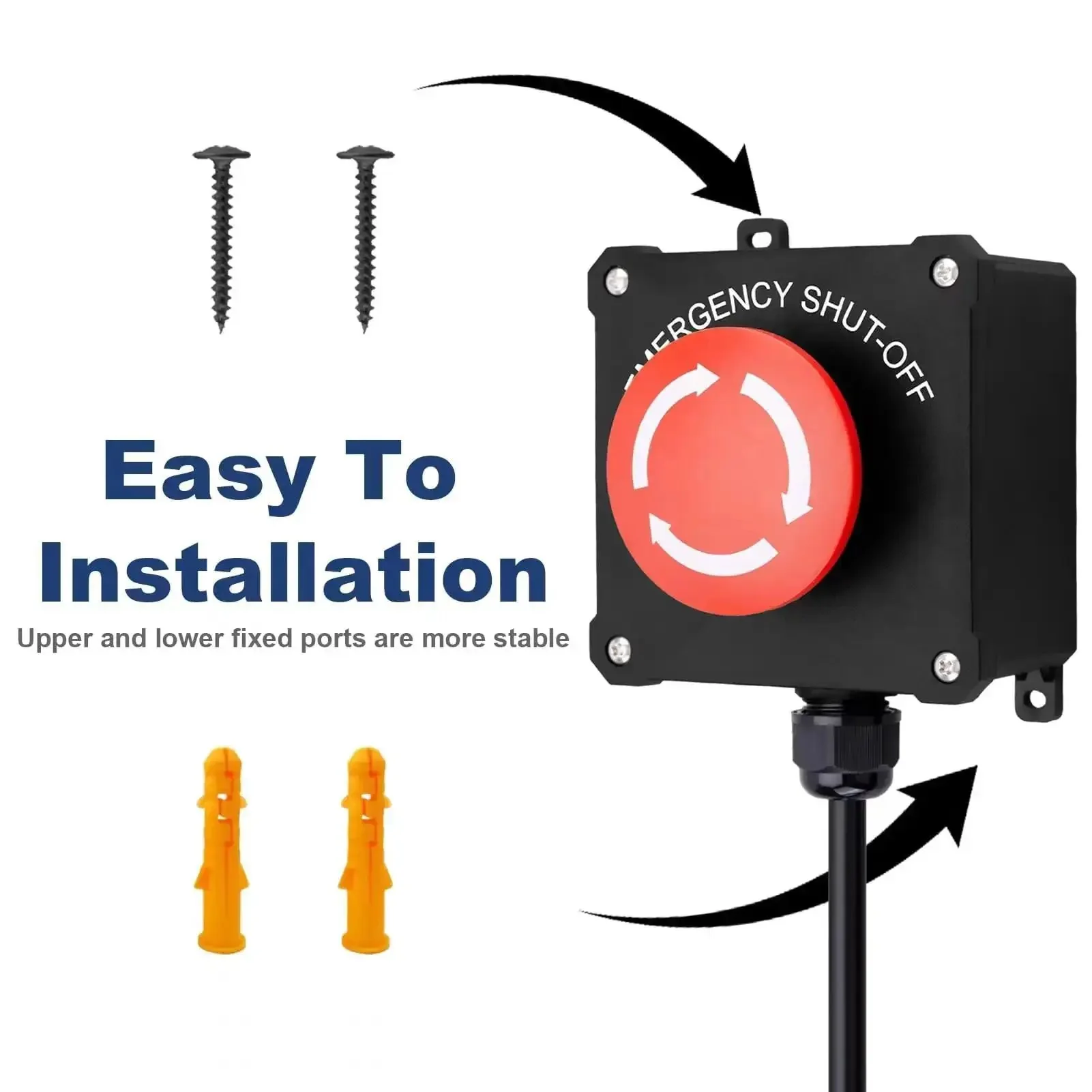 Emergency Stop Switch With 10ft Heavy Duty Cord And Big Red Button, 440V 16A, Plug In Piggyback Design For Table Saws, Routers, Drill Presses, And Other Workshop Machinery - Image 3