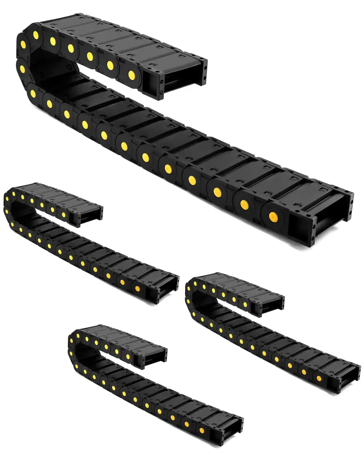 Enclosed Cable Drag Chain 25 By 77 Millimeters, 4 Pack, 1 Meter Long, Flexible Wire Carrier For CNC, 3D Printer And Automation Machines, Beefy Reinforced Plastic With Easy Chain Extension