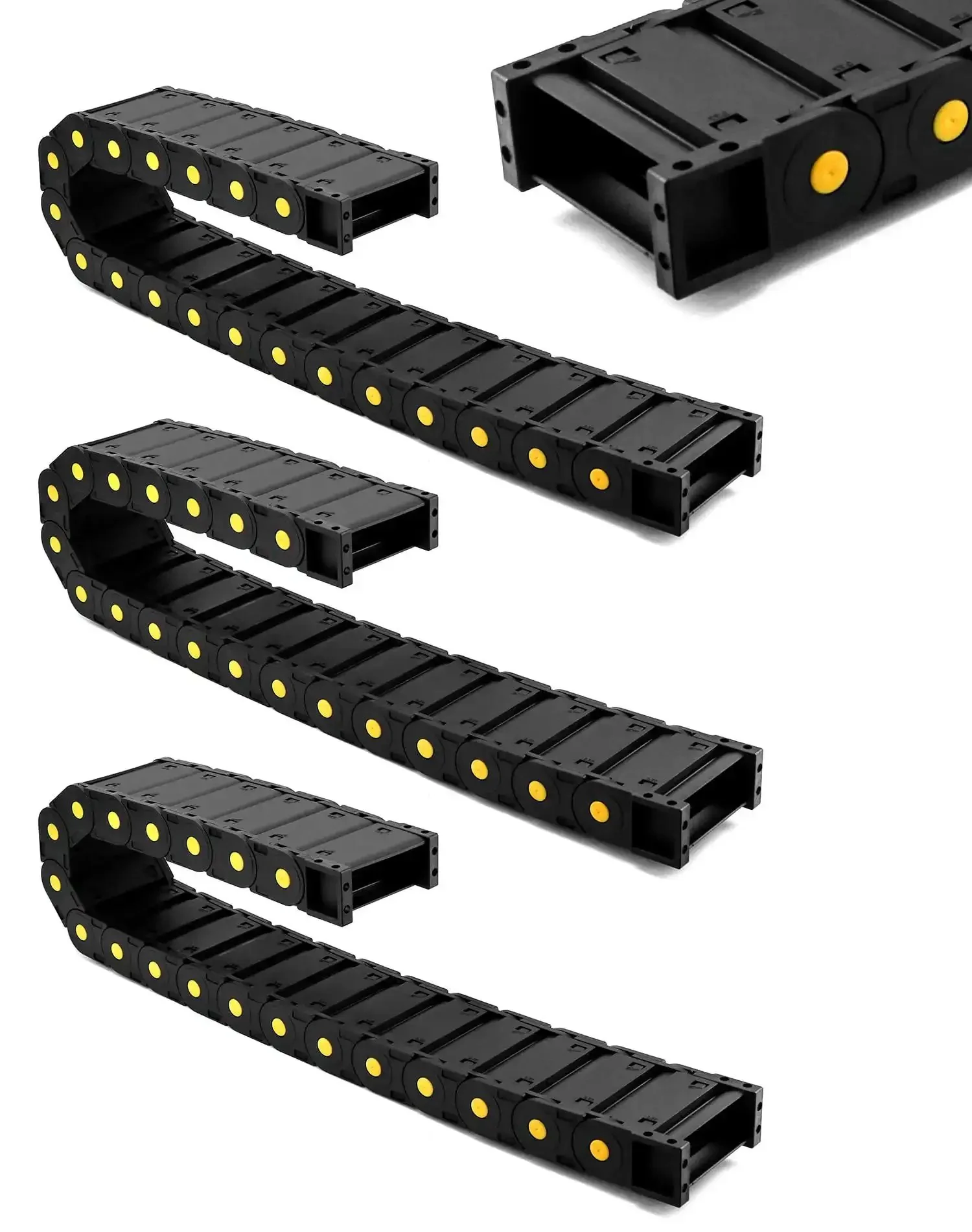 Enclosed Cable Drag Chain 25 By 77 Millimeters, 4 Pack, 1 Meter Long, Flexible Wire Carrier For CNC, 3D Printer And Automation Machines, Beefy Reinforced Plastic With Easy Chain Extension - Image 3