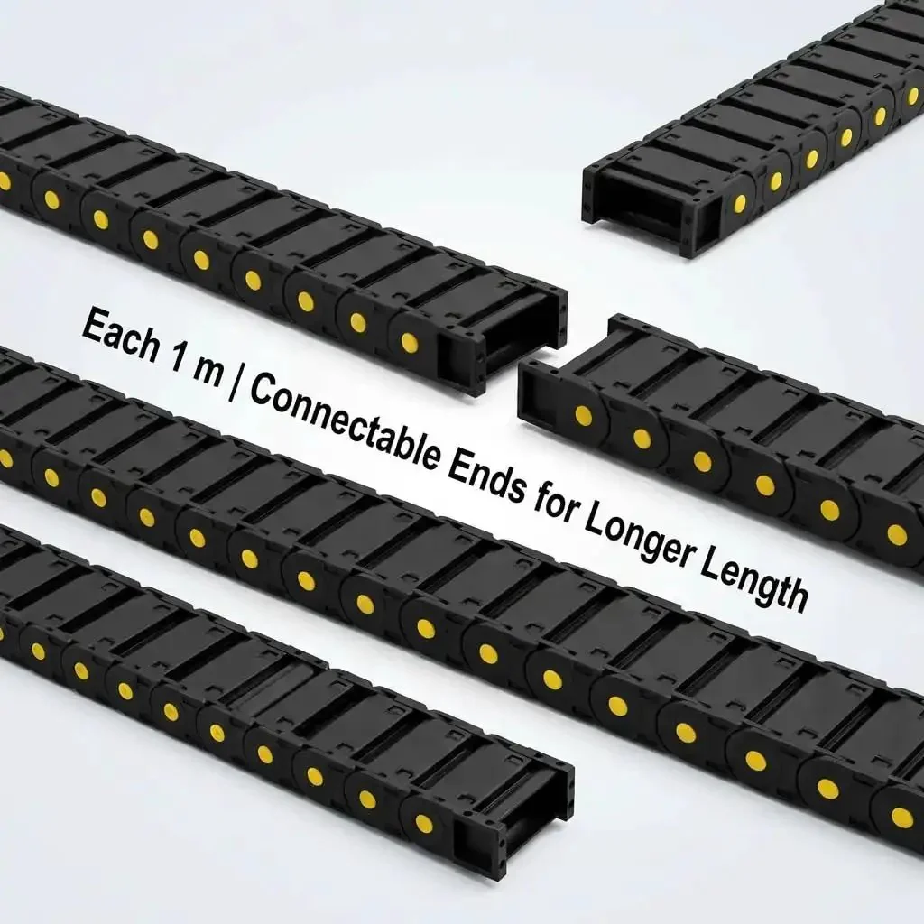 Enclosed Cable Drag Chain 25 By 77 Millimeters, 4 Pack, 1 Meter Long, Flexible Wire Carrier For CNC, 3D Printer And Automation Machines, Beefy Reinforced Plastic With Easy Chain Extension - Image 5