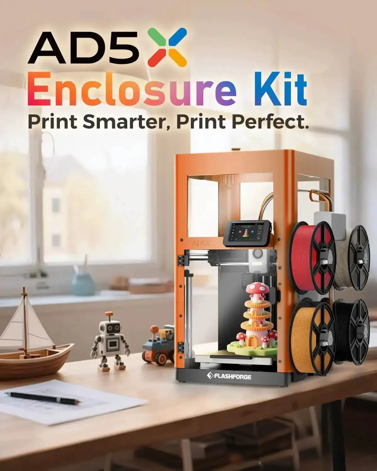 Enclosure Kit For AD5X 3D Printer With Optimized Design, Quiet Odor Reducing, High Temp Filament Ready, DIY Colors And Style, Pre Drilled Mounting Points, Installs With No Fuss And Without Removing Screen Cable, No Drill Assembly - Image 7