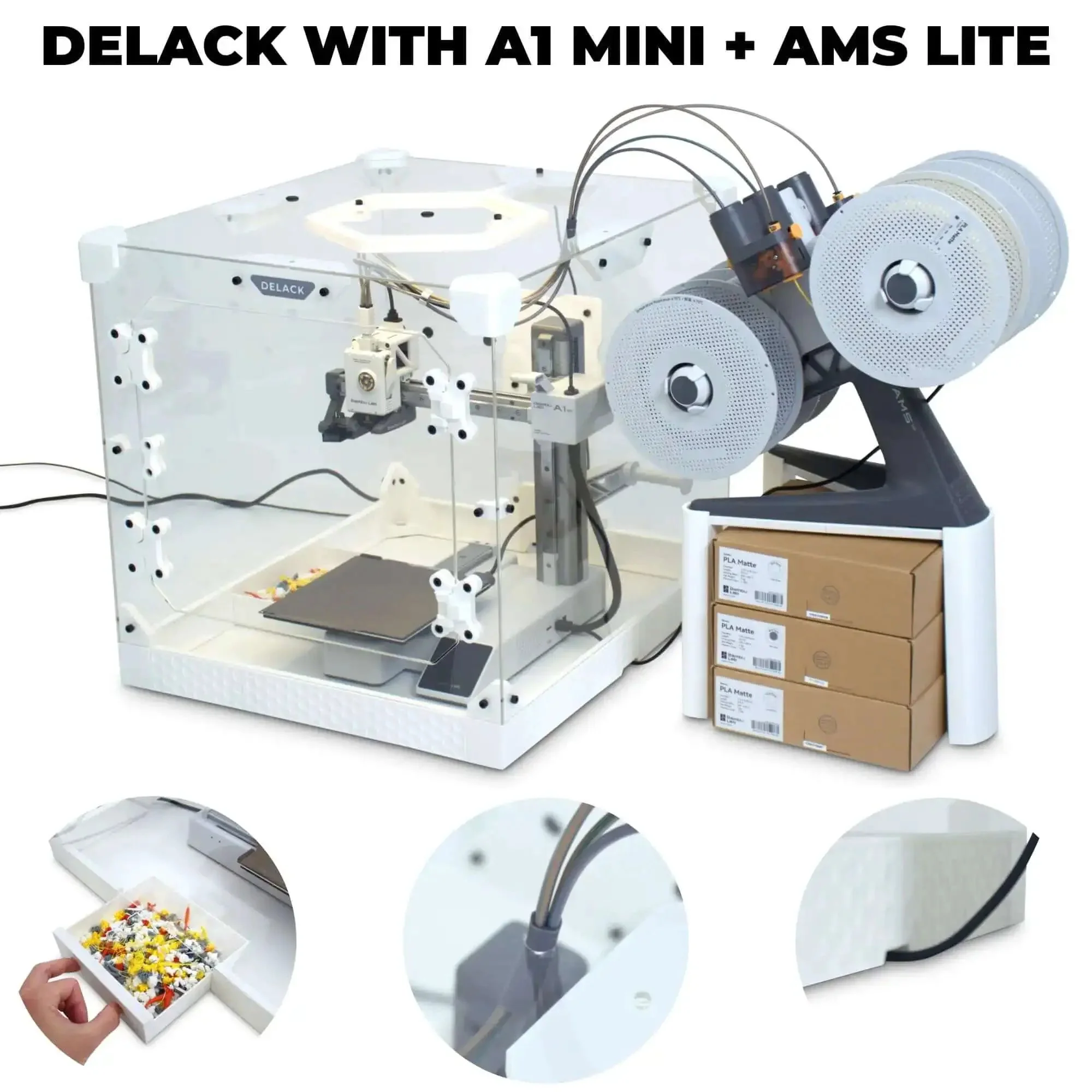 Enclosure Kit With LED Light For 3D Printers Made To Fit Bambu Lab A1 Mini Prusa MK4 Mini And Ikea Lack Table Includes Twenty Plus Accessory Prints Plug And Play Setup Printed Parts Not Included - Image 6