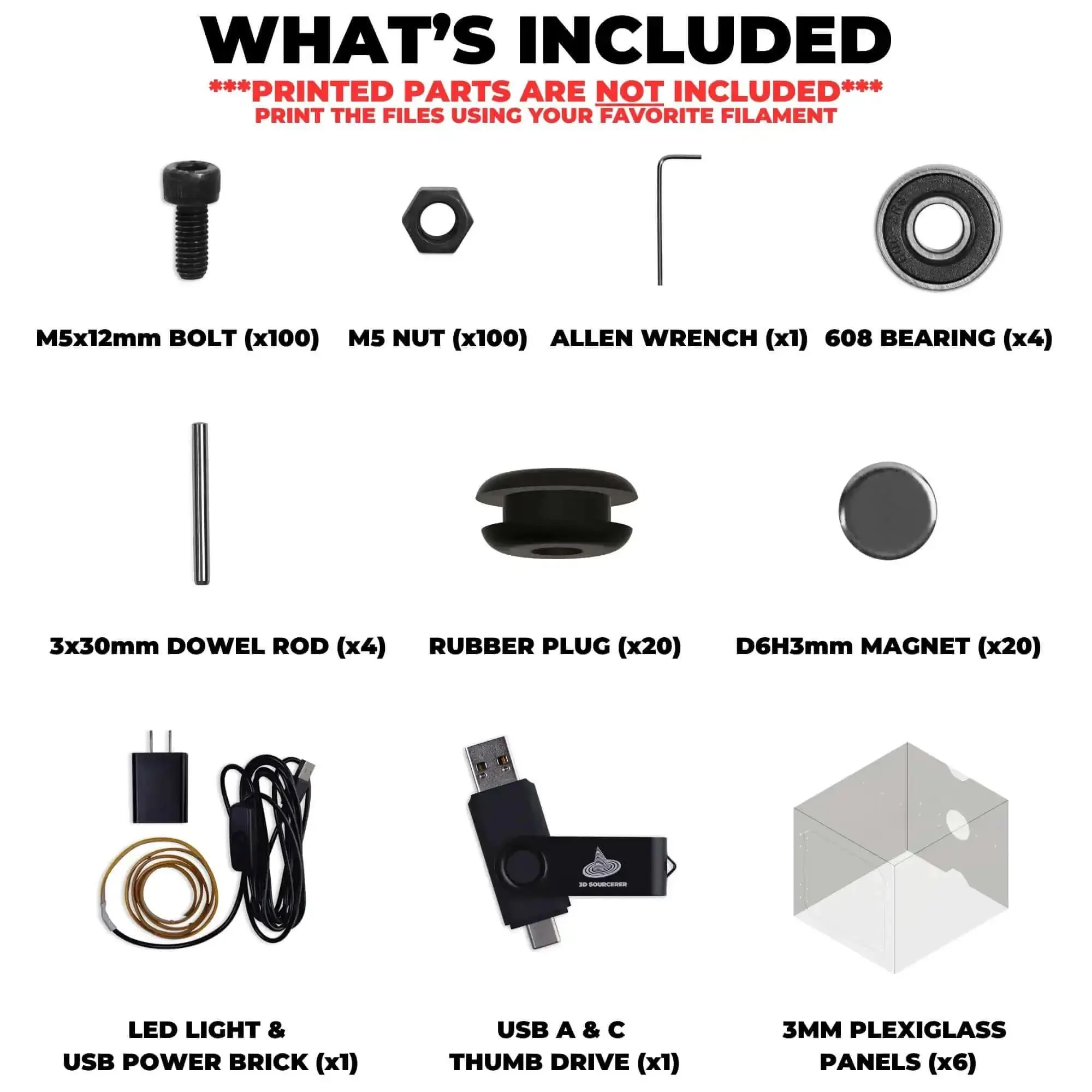 Enclosure Kit With LED Light For 3D Printers Made To Fit Bambu Lab A1 Mini Prusa MK4 Mini And Ikea Lack Table Includes Twenty Plus Accessory Prints Plug And Play Setup Printed Parts Not Included - Image 9
