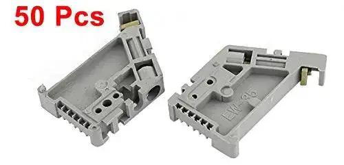 End Stopper Mounting Clips For 35mm DIN Rail Terminal Blocks, 50 Pack White Plastic And Metal Construction, 45 X 30 X 7mm, 3mm Screw Thread, Fits 35mm Slide Plate, Model EW 35 - Image 2