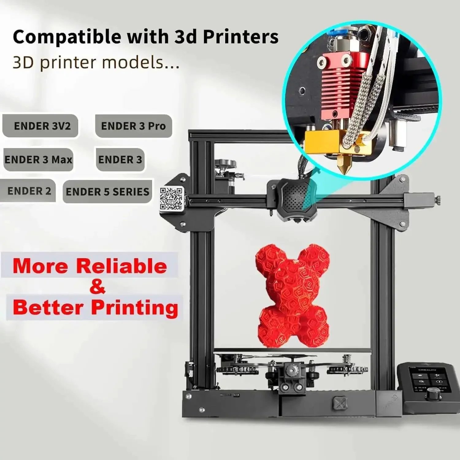 Ender 3 Hotend Upgrade Kit With M3 Stud Thermistor For Fast Replacement On Creality 3D Printers, Plug And Play Ender 3 V2 Pro And CR10 Series, 24V 40W Assembled Extruder Hot End - Image 2