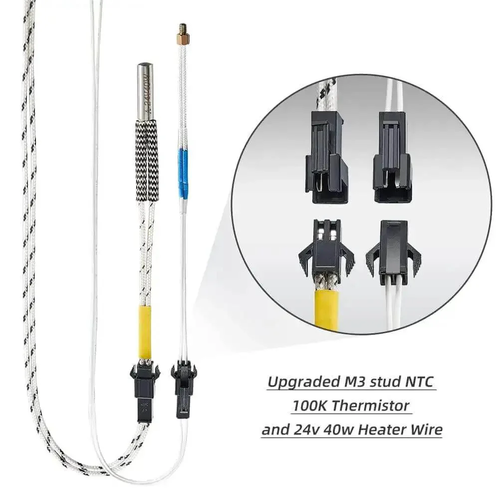Ender 3 Hotend Upgrade Kit With M3 Stud Thermistor For Fast Replacement On Creality 3D Printers, Plug And Play Ender 3 V2 Pro And CR10 Series, 24V 40W Assembled Extruder Hot End - Image 3