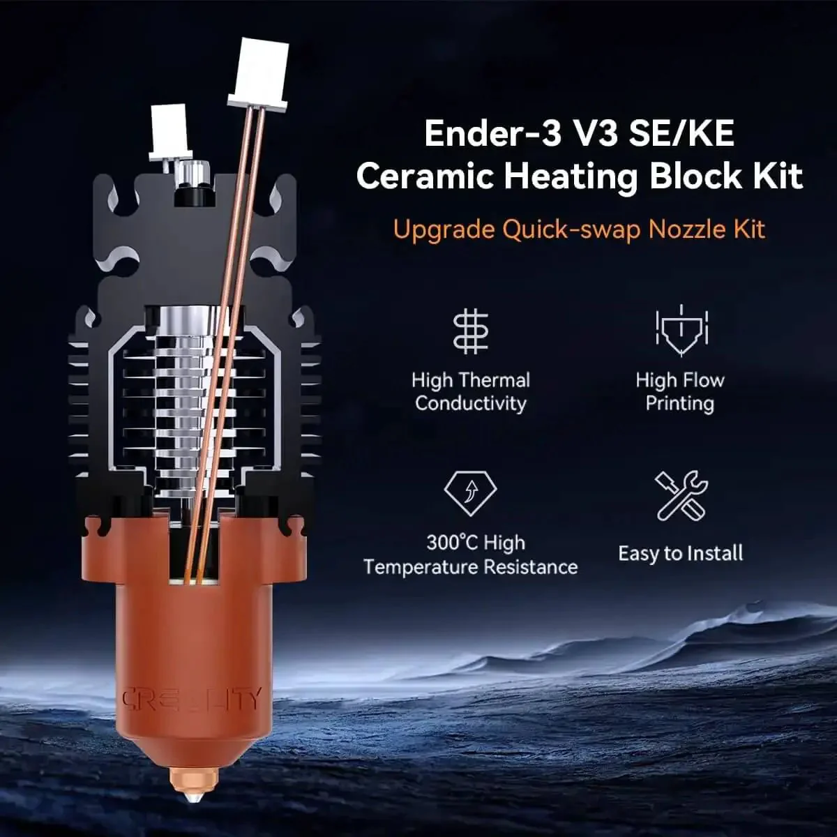 Ender 3 V3 SE KE Hotend Upgrade Kit With Ceramic Heating Block And Quick Swap Nozzle For 300C High Temperature Printing And 600 Millimeters Per Second High Speed For Ender 3 V3 SE And KE - Image 3