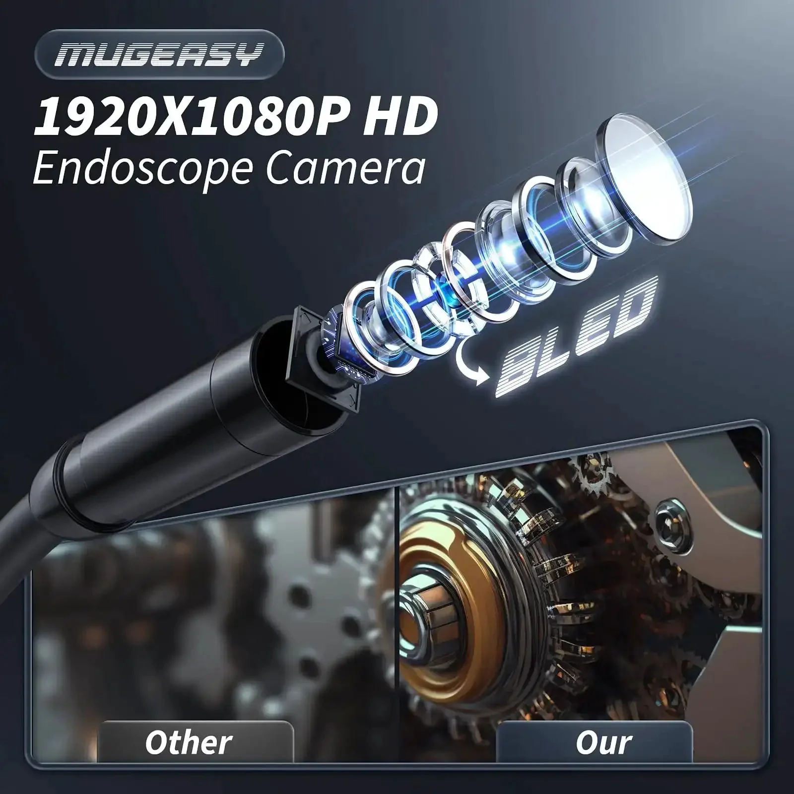 Endoscope Camera With Light For Inspections And Tight Spots Pro Grade Tool 4.3 Inch IPS Screen Delivers 1920P HD Video 8 LED Lights For Clear View 16.5 Ft SemiRigid Cord IP67 Waterproof Bore Scope For Sewer And Home Repairs Orange - Image 6