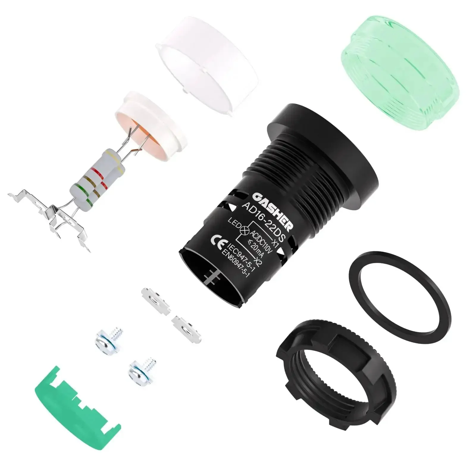 Energy Saving Indicator Lights Set For 12V, 24V And 110V Systems, 20 mA, 22 mm Mounting Hole, Red And Green High Brightness LEDs, Ideal For Power, Telecom, Machinery, Motors And Home Appliances, 10 Pcs - Image 7