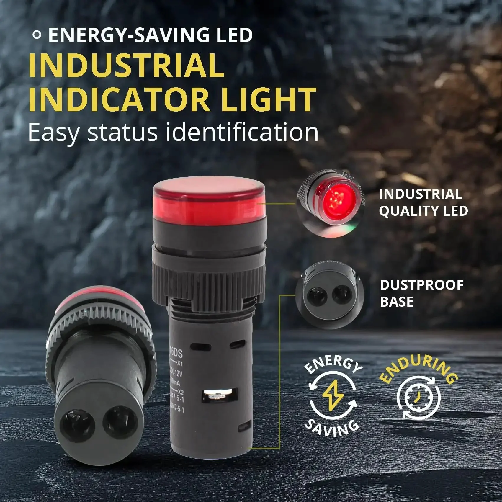 Energy Saving LED Indicator Light 110V AC DC 20mA Red Panel Mount For Industrial Equipment Machinery Distribution Boxes And Home Appliances 16mm Mounting Hole Easy Install - Image 5