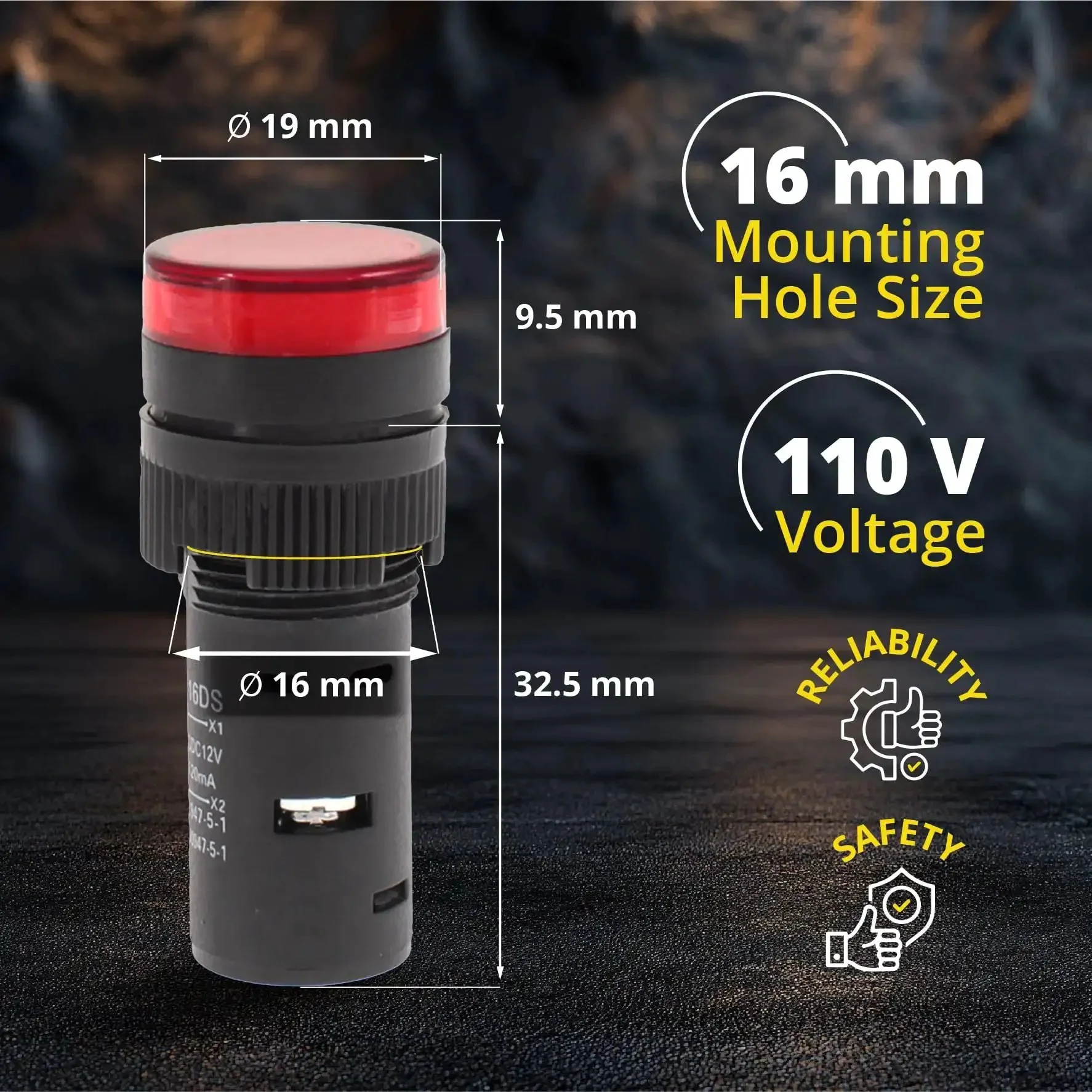 Energy Saving LED Indicator Light 110V AC DC 20mA Red Panel Mount For Industrial Equipment Machinery Distribution Boxes And Home Appliances 16mm Mounting Hole Easy Install - Image 6