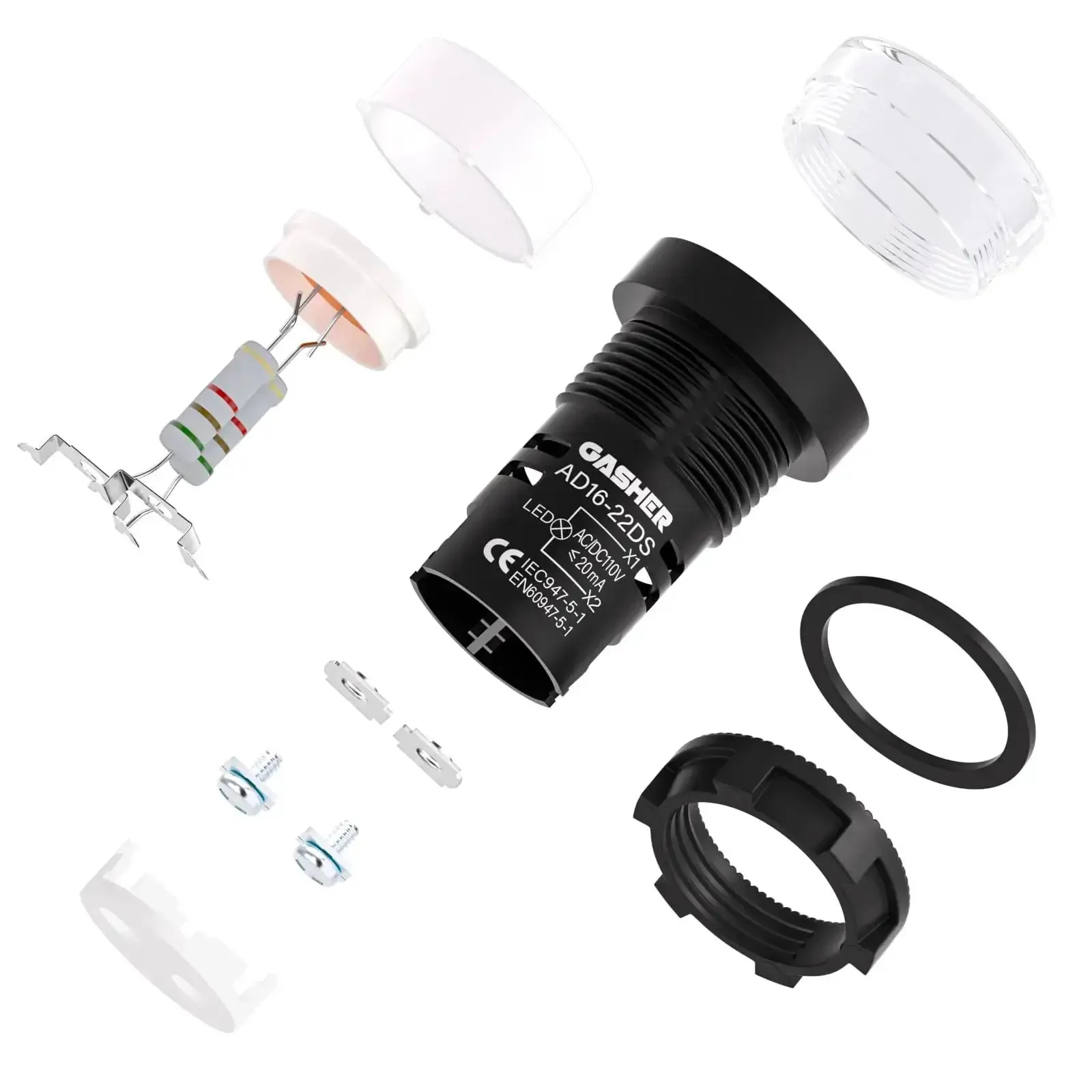 Energy Saving LED Indicator Light Kit 12V 24V 110V 20mA Multi Color 22mm Mounting Hole White Green Red Blue Yellow 10 Pcs For Power Telecom Machinery Motors Home Appliances - Image 4