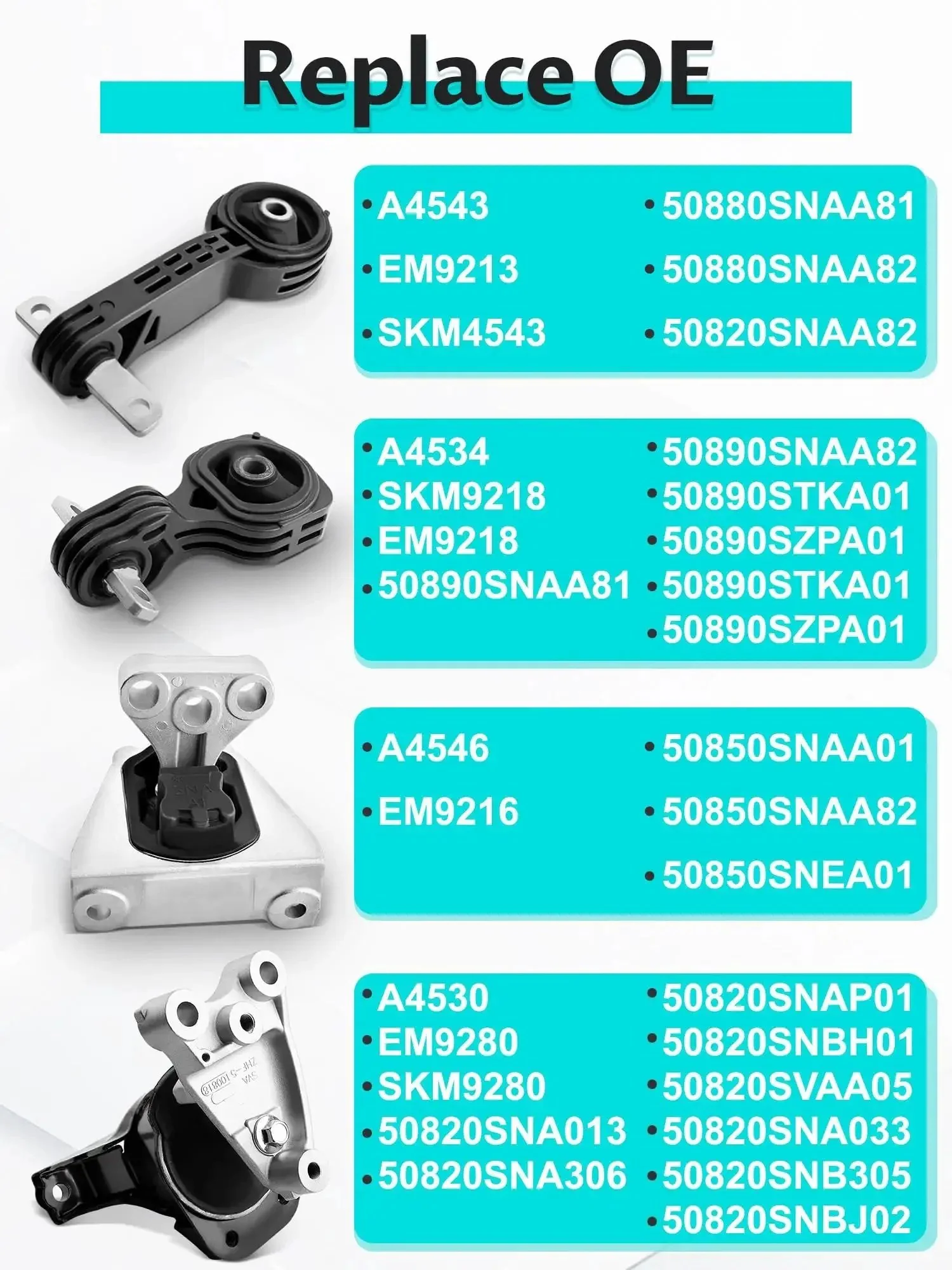 Engine And Transmission Mount Kit For 2006-2011 Civic 1.8L Automatic, Direct Fit, Beefed-Up Vibration Dampening And Noise Reduction, Replaces OE A4530 A4534 A4543 A4546, Includes Four Mounts, Not For Manual Trans Or 1.3L And 2.0L Engines, Built To Last - Image 4