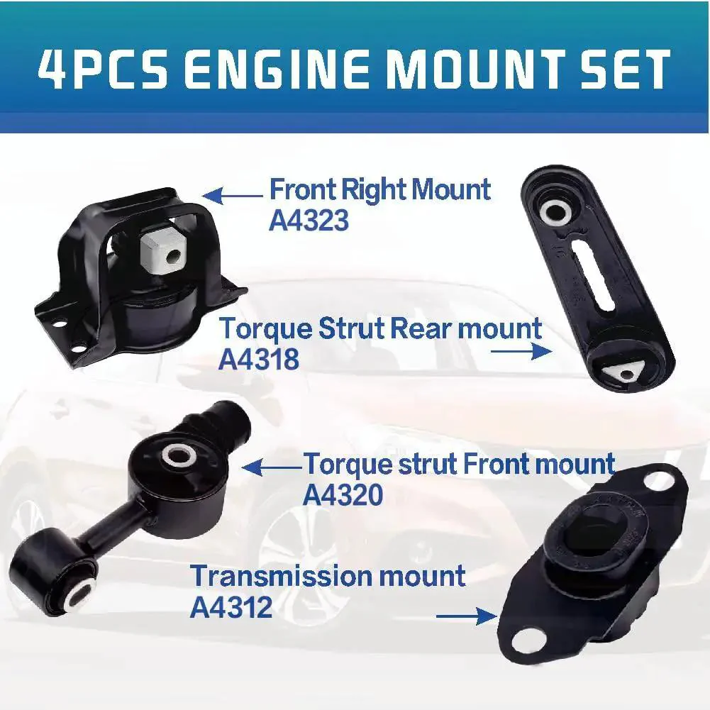 Engine And Transmission Mount Kit For 2007-2012 Nissan Versa 1.8L And 2009-2014 Nissan Cube 1.8L Direct Fit Replacement Set Of 4 OE A4312 A4318 A4320 A4323 Built To Last - Image 6