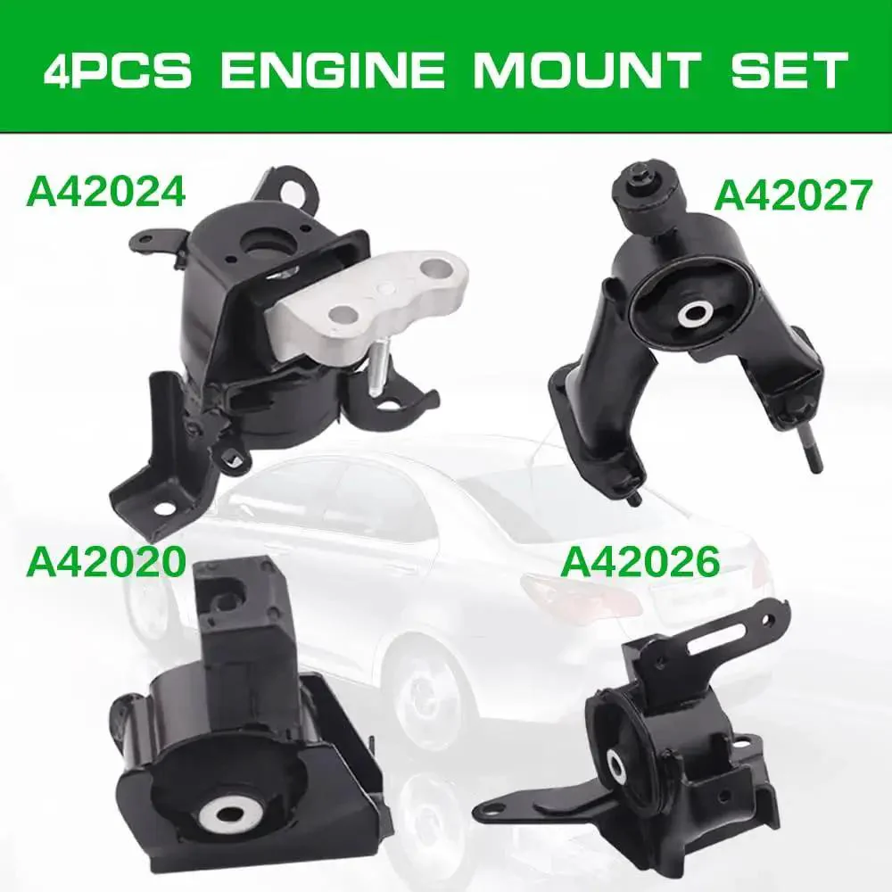Engine And Transmission Mount Kit For 2014 2019 Corolla 1.8L Auto Bolt On And Replaces OE Brackets Set Of Four With Part Numbers A42020 A42024 A42027 A42026 123610T210 123050T170 123720T330 123710T260 High Quality OEM Grade Replacement - Image 9