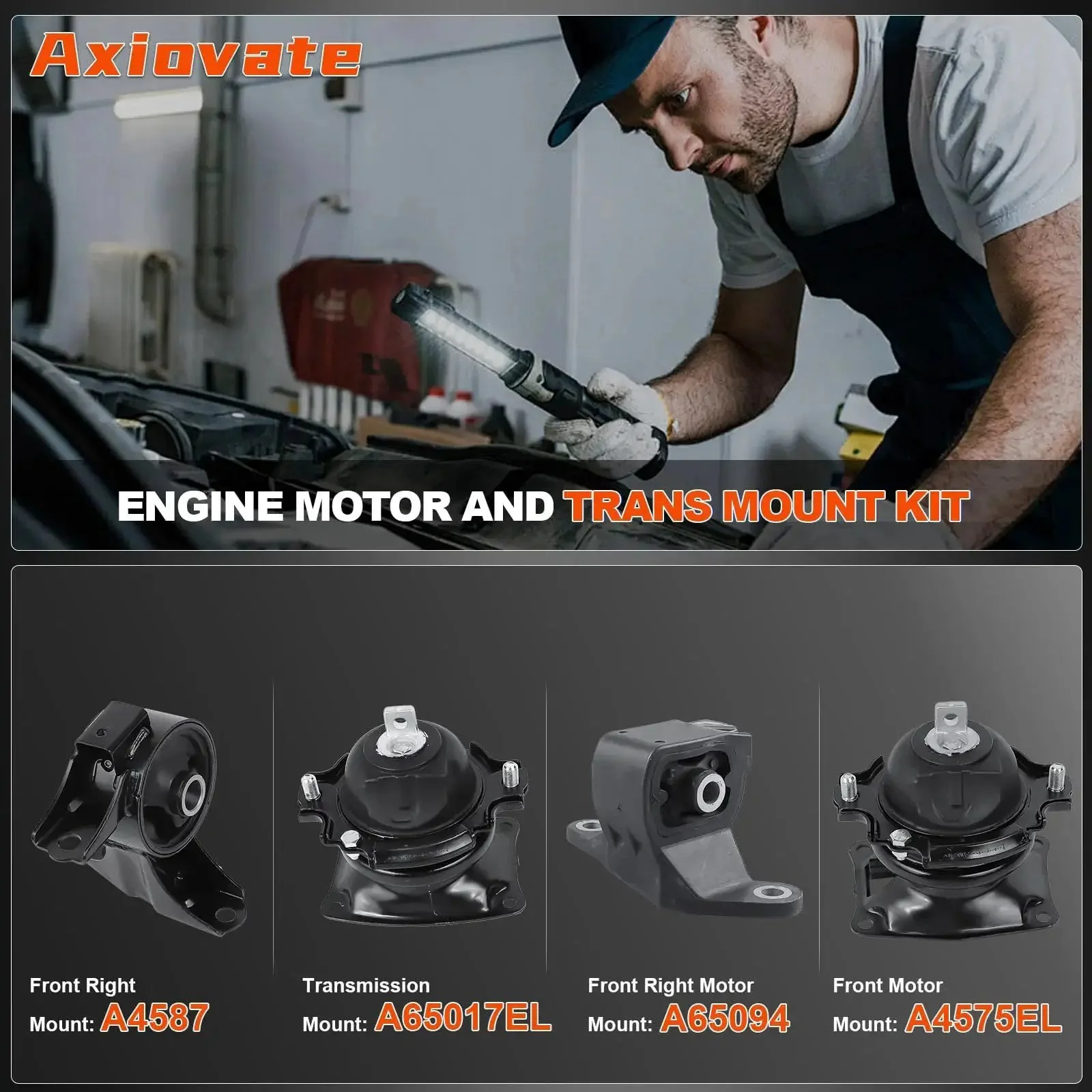 Engine And Transmission Mounts Set For Honda Odyssey 3 5L V6 2011 Through 2017 Replaces OE A4575EL A65094 A4587 A65017EL 4 Piece Kit Front Motor Mount Front Right Mount Transmission Mount Rear Engine Mount - Image 9