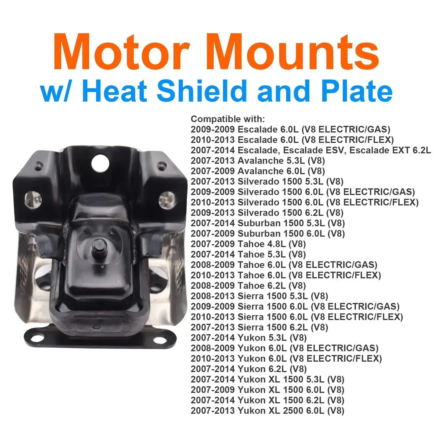 Engine Motor Mount For Silverado Sierra Tahoe Suburban Avalanche Yukon Escalade 2007 2014 V8 6.0L 6.2L Or 5.3L Replacement Durable Rubber Absorbs Vibration A5365HY 15854939 - Image 3