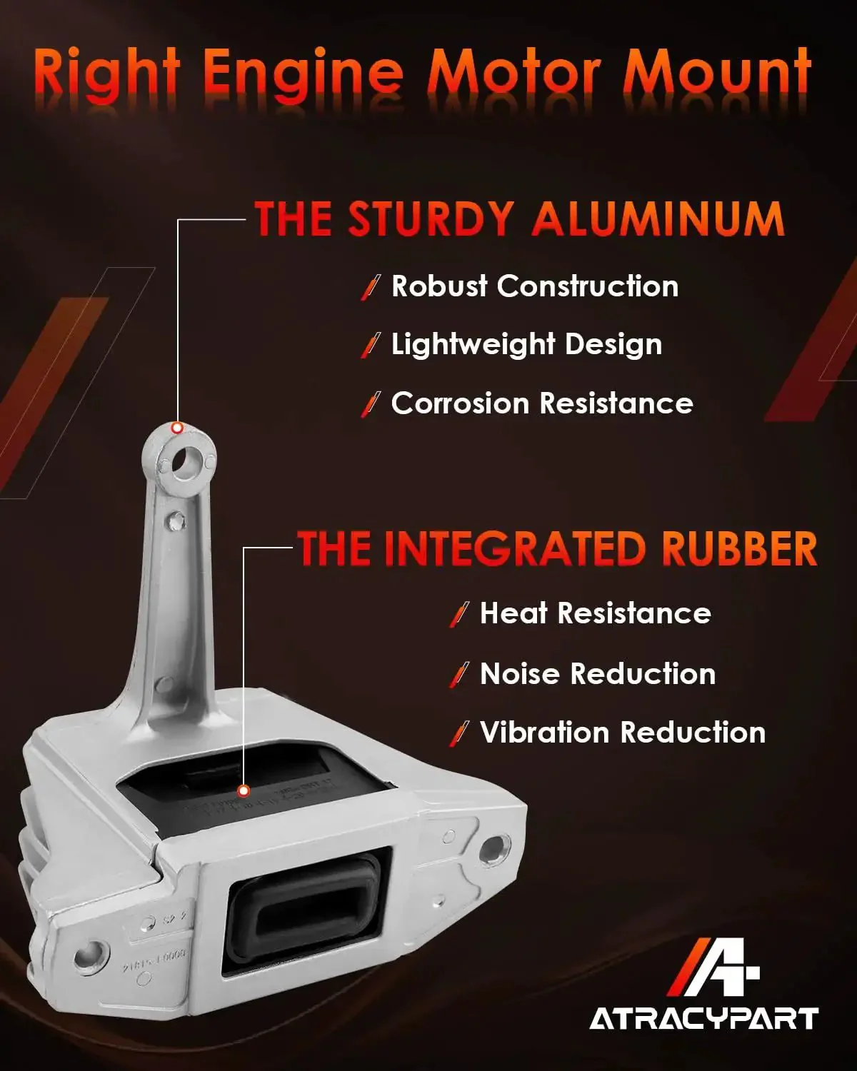 Engine Motor Mount Right Side Silver Aluminum Chassis Mount Compatible With 2017 To 2020 Hyundai Elantra GT Kona 1.4L 1.6L 2.0L Replaces 21810 J9000 21810 F2000 - Image 4