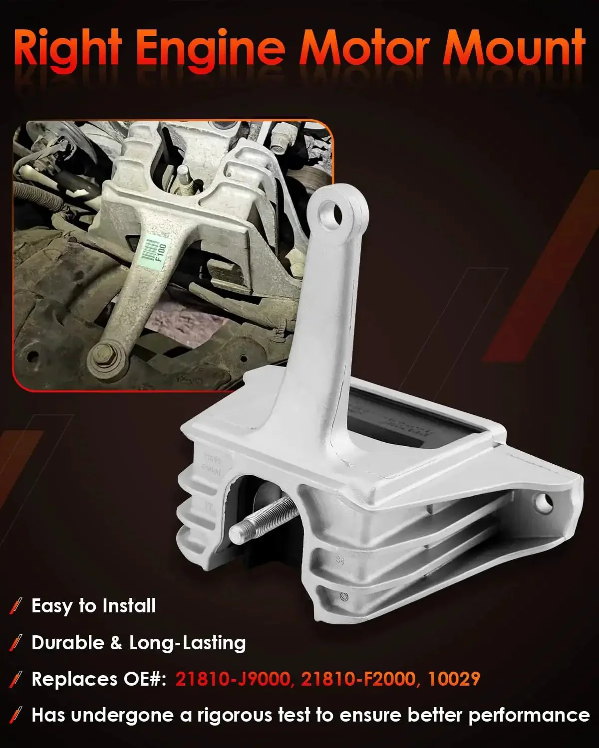 Engine Motor Mount Right Side Silver Aluminum Chassis Mount Compatible With 2017 To 2020 Hyundai Elantra GT Kona 1.4L 1.6L 2.0L Replaces 21810 J9000 21810 F2000 - Image 7