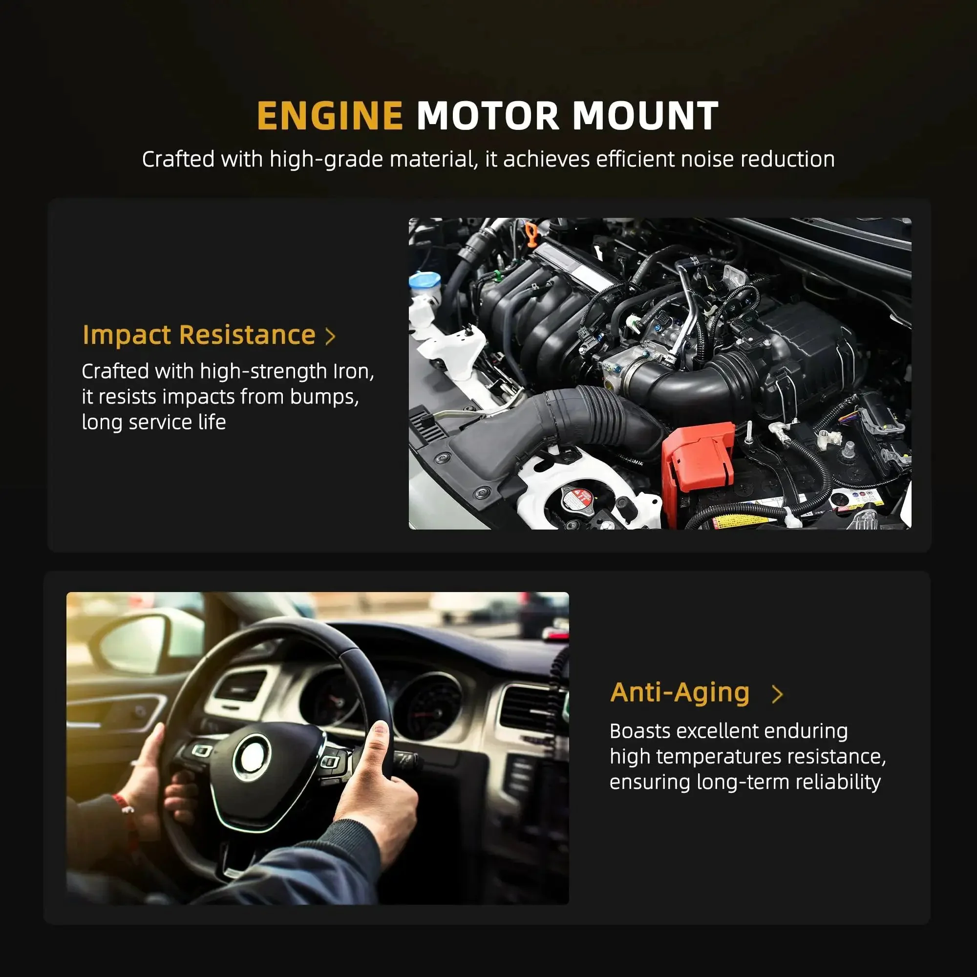Engine Motor Mount Set Fits Escalade ESV 2015 to 2019 Silverado 1500 2014 to 2018 Yukon 2015 to 2019 Yukon XL 2015 to 2019 Suburban 2015 to 2019 Tahoe 2015 to 2019 4.3L 5.3L 6.2L V8 OE A5739 A5738 Heavy Duty Mounts - Image 3