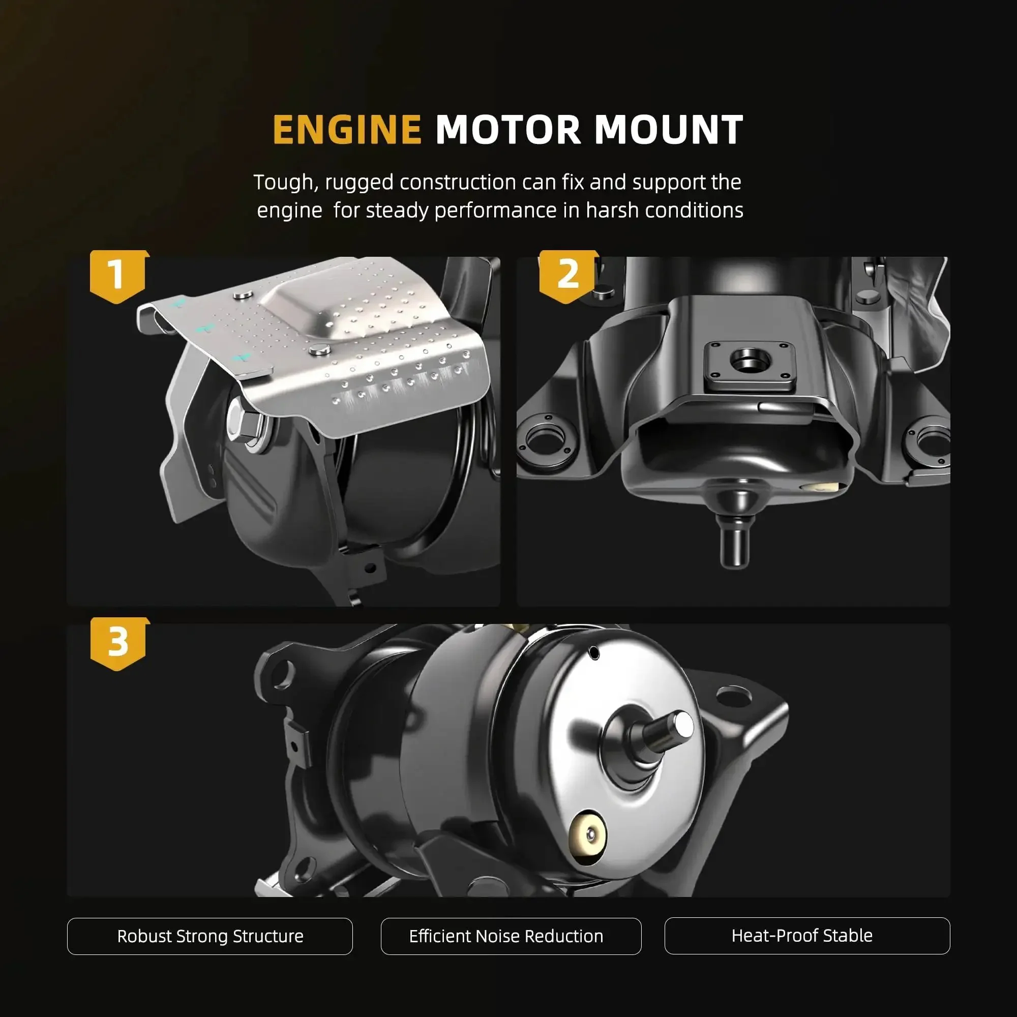 Engine Motor Mount Set Fits Escalade ESV 2015 to 2019 Silverado 1500 2014 to 2018 Yukon 2015 to 2019 Yukon XL 2015 to 2019 Suburban 2015 to 2019 Tahoe 2015 to 2019 4.3L 5.3L 6.2L V8 OE A5739 A5738 Heavy Duty Mounts - Image 6