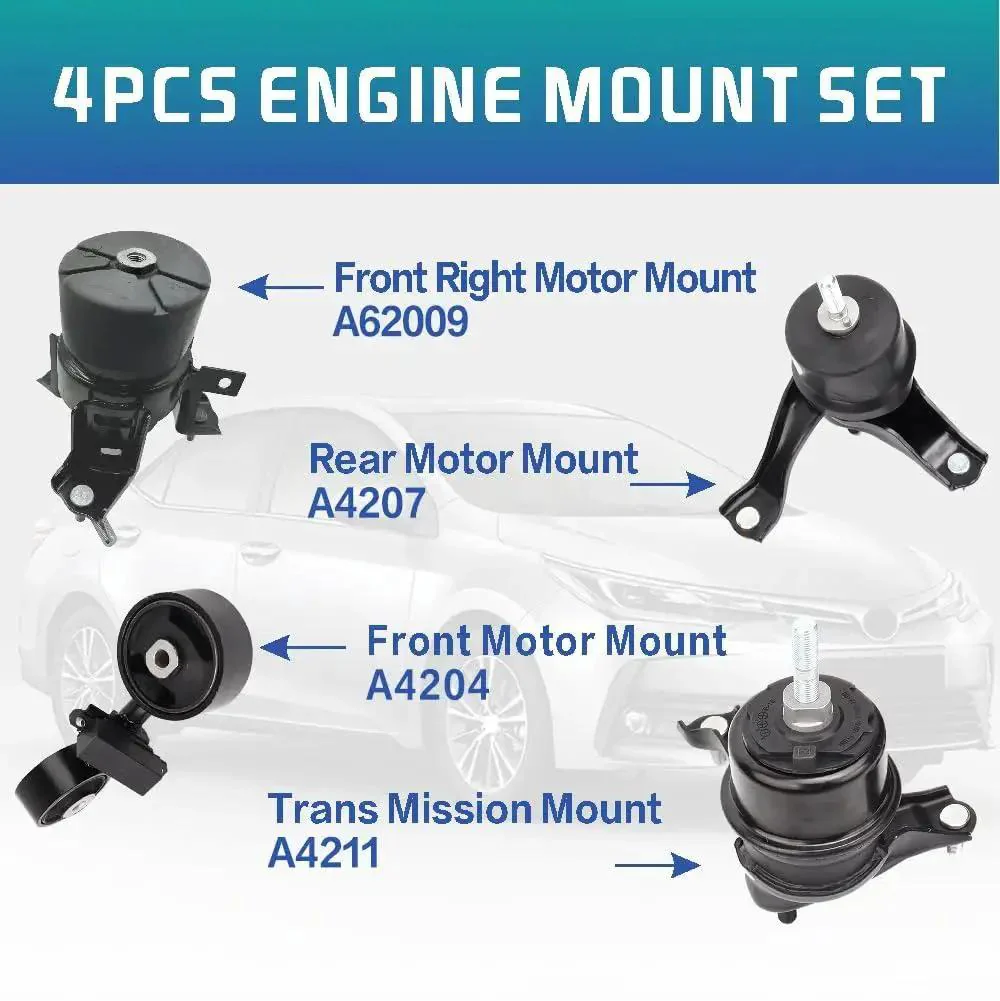 Engine Motor Mount Set For 2007 2011 Toyota Camry 2.4L Auto Transmission Direct Fit Replacement OE A62009 A4211 A4274 A4207 Set Of 4 Heavy Duty Vibration Dampening For Steady Idle And Smooth Ride - Image 6