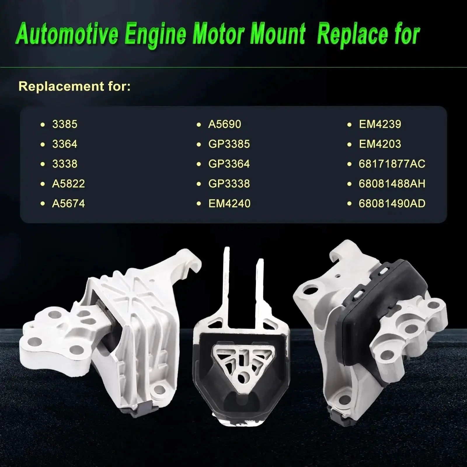Engine Motor Mount Set For 2013 2014 2015 2016 Dodge Dart 2.0L 2.4L Replacement A5674 A5690 A5822 Includes Right Mount And Rear Torque Mount 3 Piece Kit Premium Ready To Install Direct Fit Durable Replacement Part - Image 6