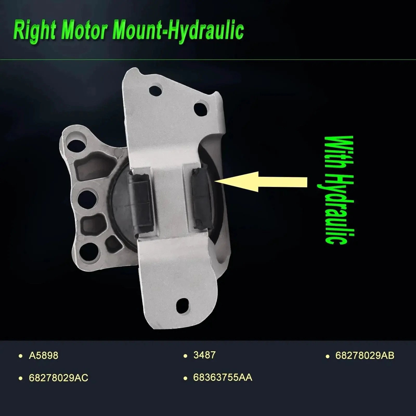 Engine Mount Set For 2.4L Fiat 500X Renegade Compass And Ram ProMaster City Direct Fit Replacement For 2015-2020 Renegade 2016-2018 500X 2017-2020 Compass 2015-2018 ProMaster City OE Numbers A5862 A5898 68258599AA 68363755AA 68363756AA - Image 5