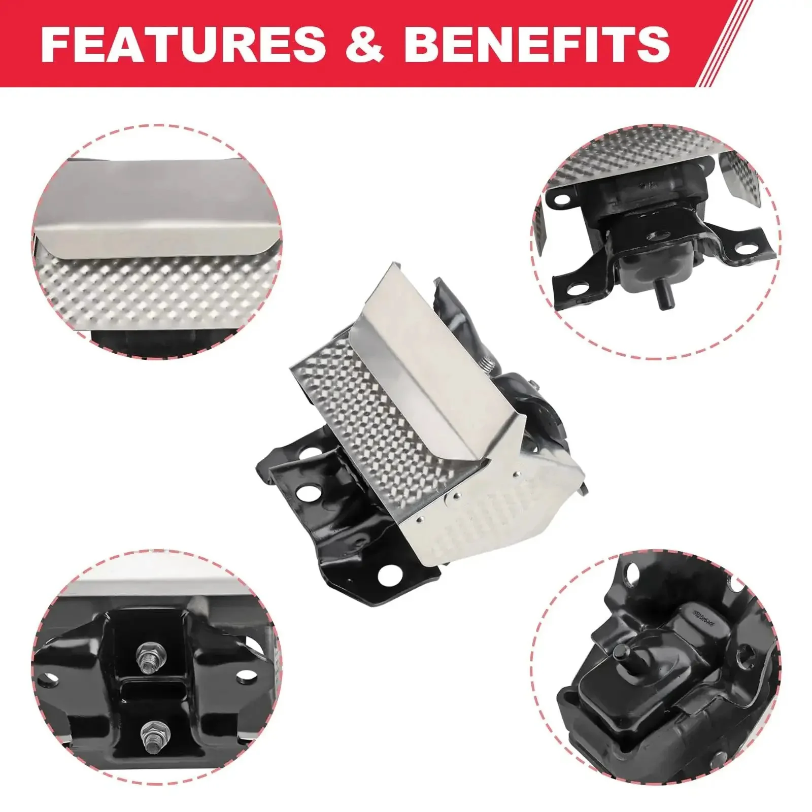 Engine Mount Set Two Piece With Heat Shield For 2007 Through 2014 GM Trucks And SUVs Right And Left Replacement A5365HY Replaces 15854941 15854939 Tough As Nails Aluminum Iron Rubber Mounts For Smooth Engine Operation And Vibration Dampening - Image 3