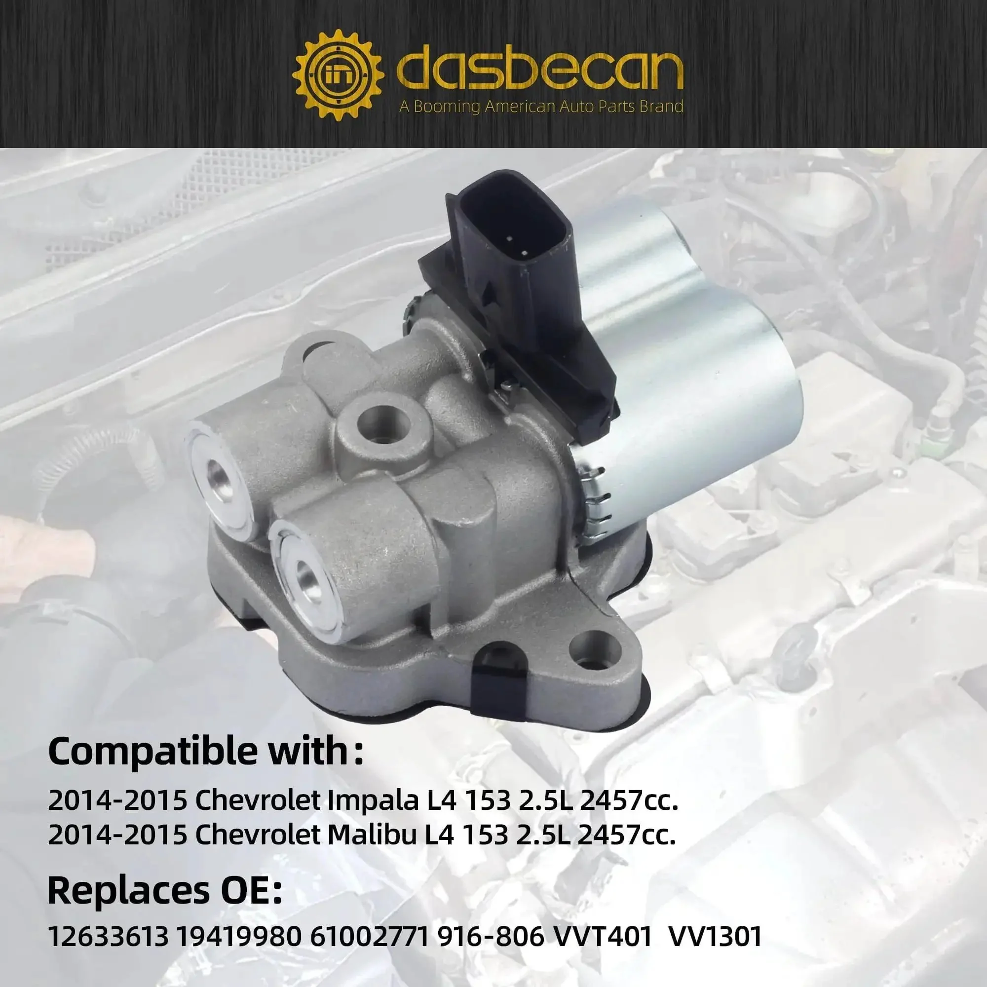 Engine Variable Timing Oil Control Valve VVT Solenoid For Chevy Malibu And Impala 2.5L 2014 2015 Fits L4 153 2457cc Replaces 12633613 19419980 916806 918806 Durable High Quality Auto Replacement Part With Easy Install And Reliable Performance - Image 6