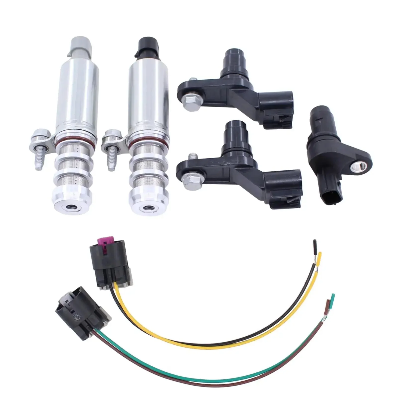 Engine VVT Solenoid Kit With Wire Connector For Chevy GMC Buick Pontiac Cars And SUVs Like Terrain Verano Regal Malibu HHR G6 Cobalt Captiva Aura Ion Vue LaCrosse And More Include Intake Exhaust Camshaft Position Sensor And Actuator - Image 8