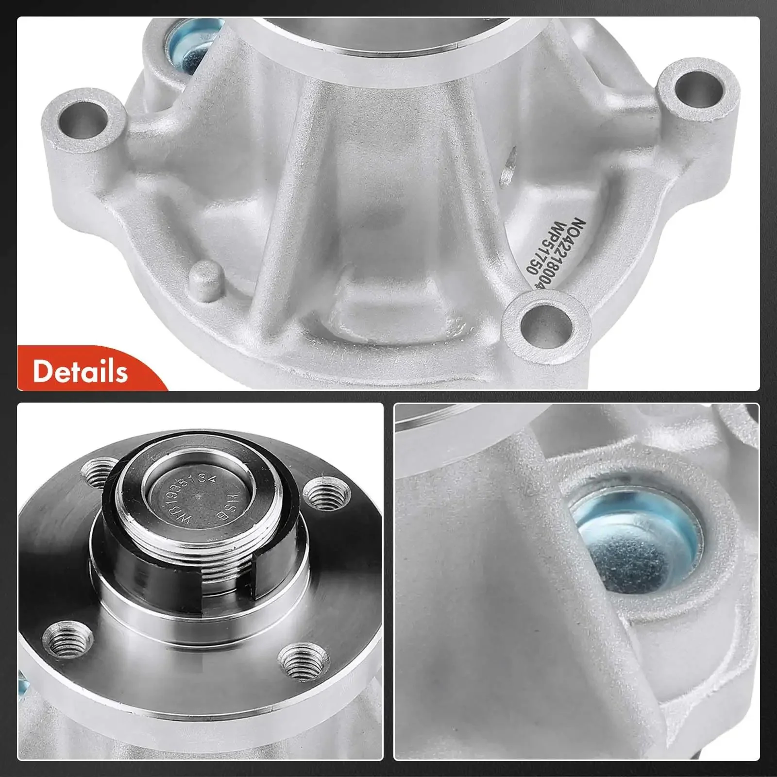 Engine Water Pump With Gasket For Ford Crown Victoria, Mercury Grand Marquis, Lincoln Town Car 1991 To 1997 4 6L V8 Replacement OEM Grade, Gasket Included, High Performance Cooling Solution - Image 4
