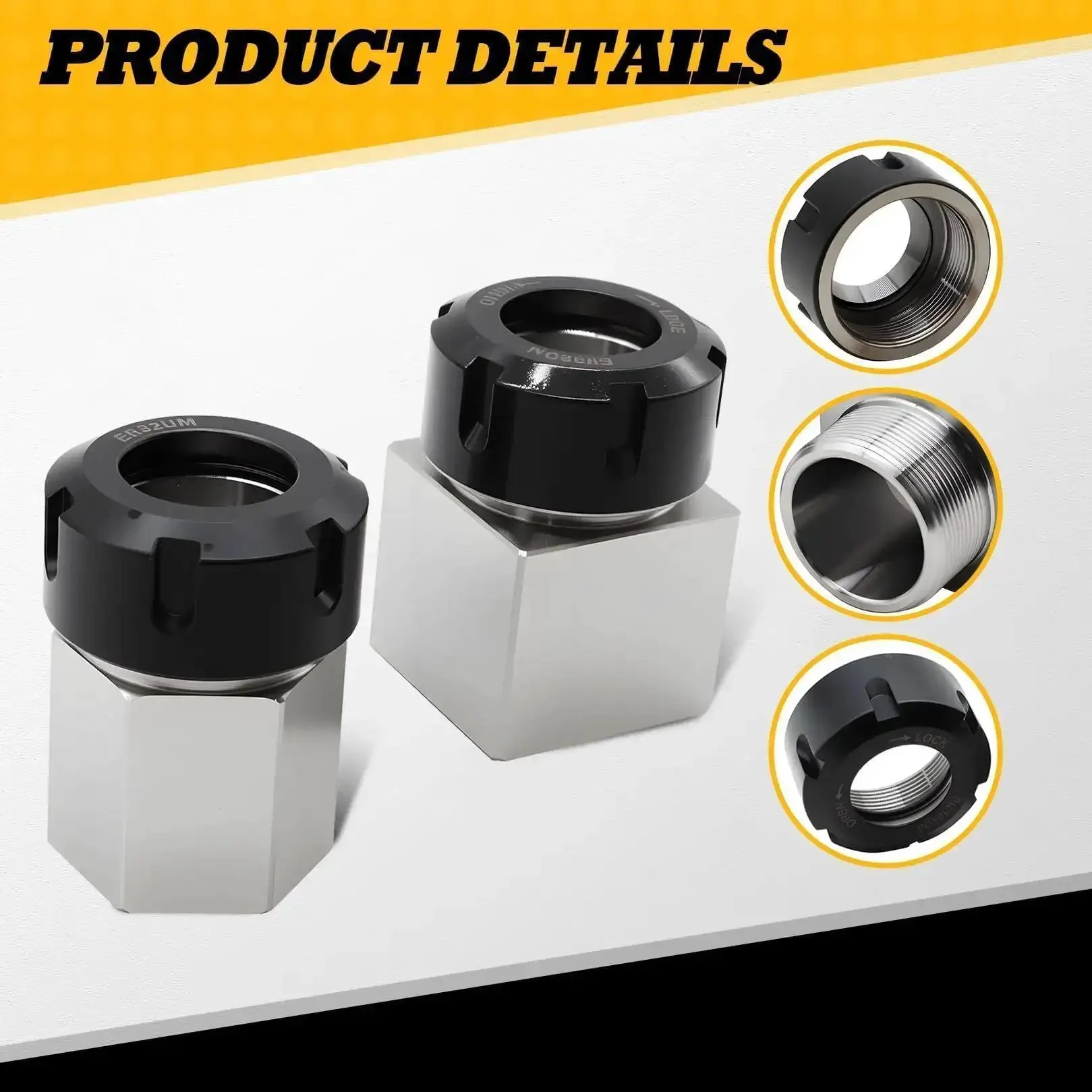 ER-32 Collet Block Set For CNC Machining, Square And Hex Workholding Blocks, High Precision Ground Flatness 0.2-0.3mm, Versatile For Parallel, Square Or Hex Shaping, Great For Precise Milling And Fixture Jobs - Image 7