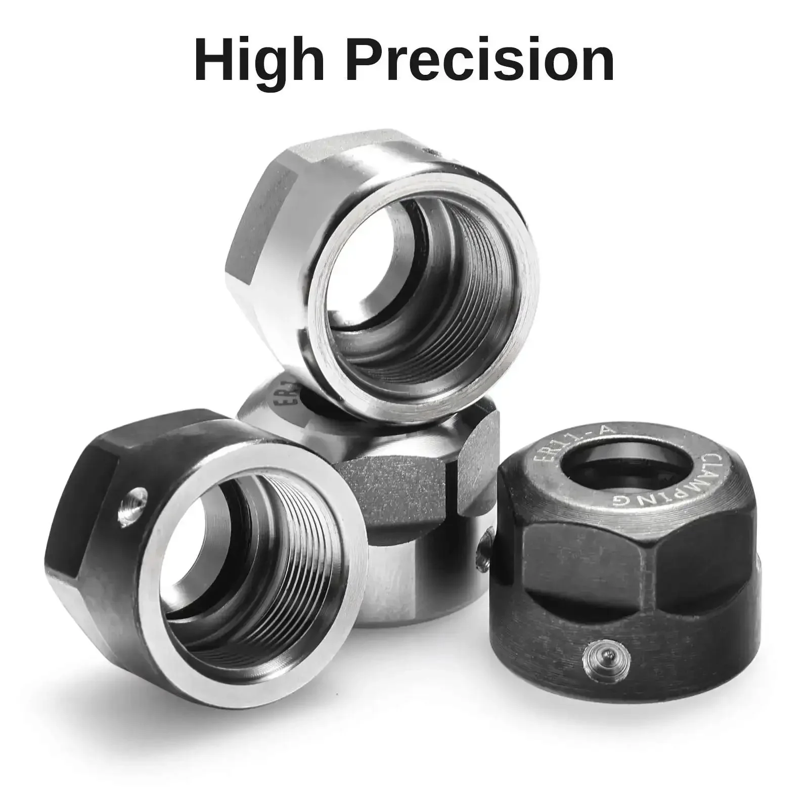 ER11-A Collet Clamping Nut Set With Dynamic Balance Holes For CNC Milling Lathe Holders Four Pack Alloy And Hardened Steel QuickChange Nuts Ready To Go For Multiple Collets - Image 5