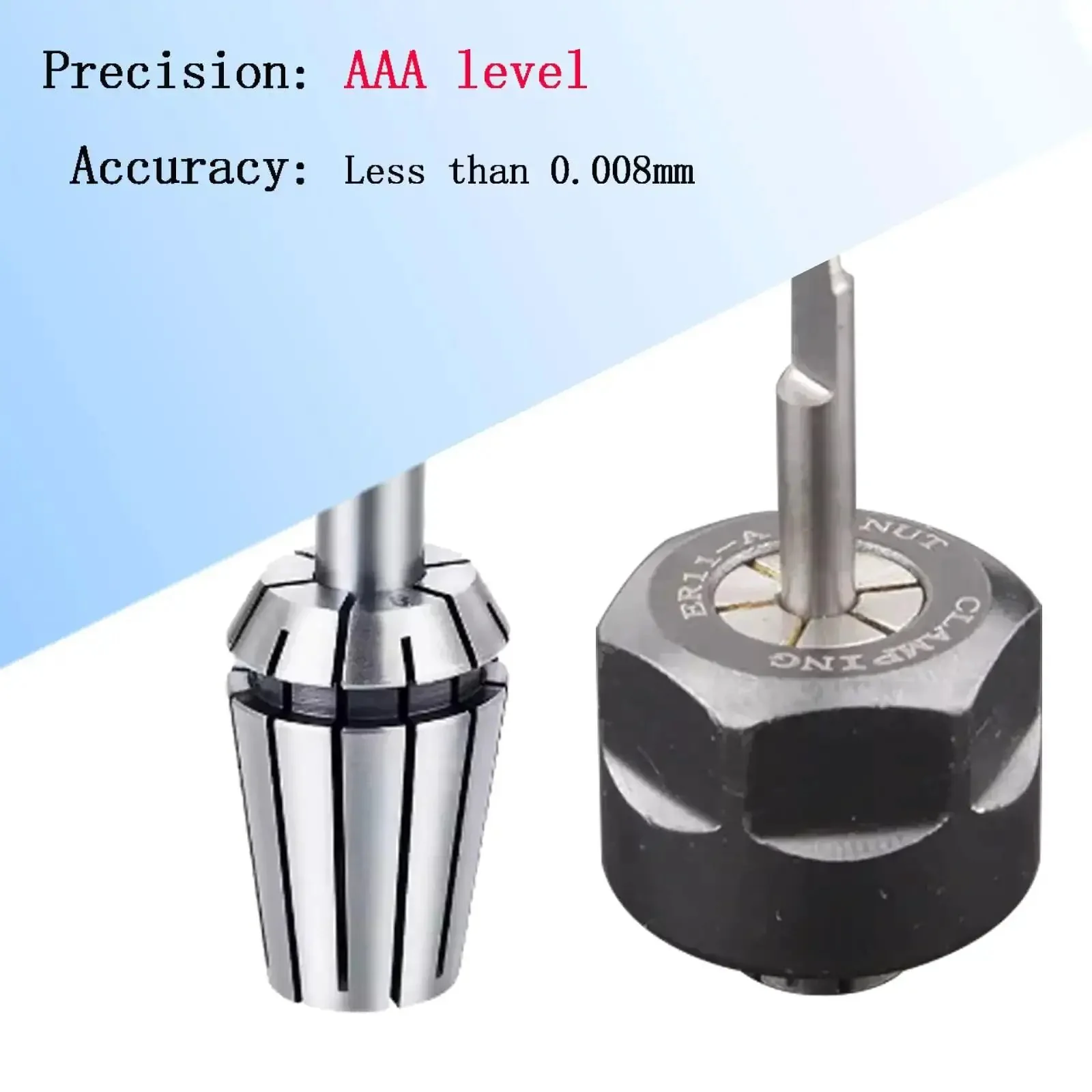 ER11 Collet Nut Set Includes 1 8th Inch Collet and 1 4th Inch Collet with Clamping Nut for CNC Engraving, Milling, and Lathe Work, AAA Precision Under 0.008mm, Made From 65Mn Spring Steel for Tight Clamp and Stable Cutting - Image 2