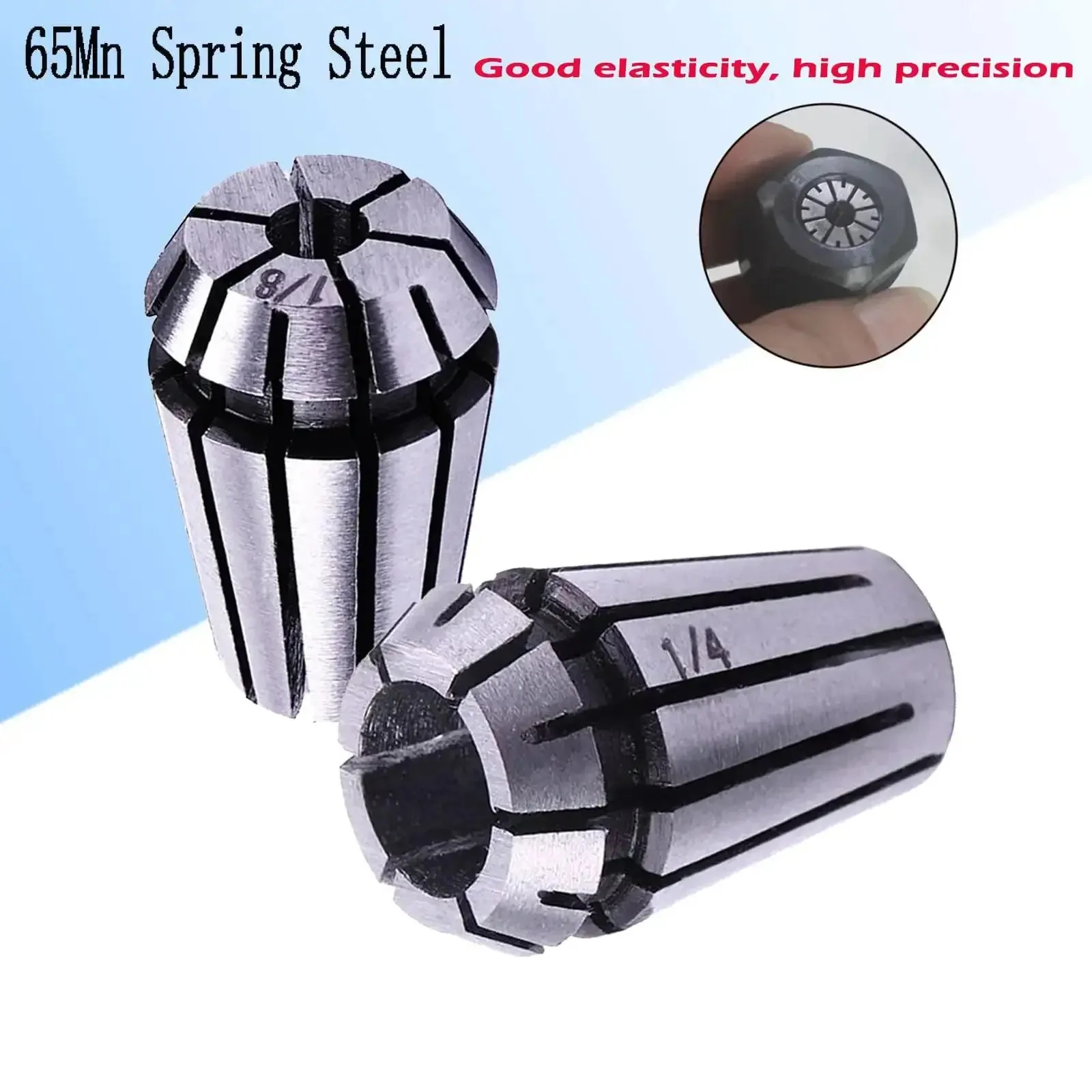 ER11 Collet Nut Set Includes 1 8th Inch Collet and 1 4th Inch Collet with Clamping Nut for CNC Engraving, Milling, and Lathe Work, AAA Precision Under 0.008mm, Made From 65Mn Spring Steel for Tight Clamp and Stable Cutting - Image 3