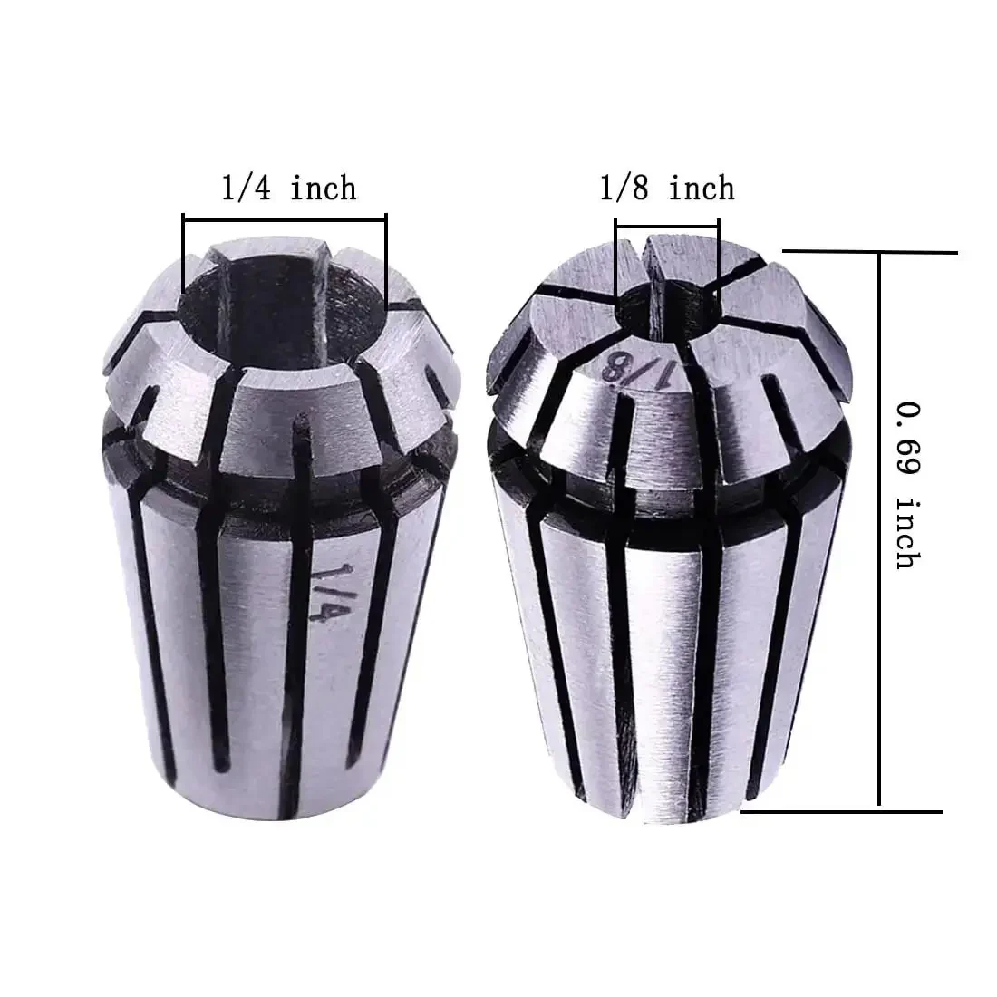 ER11 Collet Nut Set Includes 1 8th Inch Collet and 1 4th Inch Collet with Clamping Nut for CNC Engraving, Milling, and Lathe Work, AAA Precision Under 0.008mm, Made From 65Mn Spring Steel for Tight Clamp and Stable Cutting - Image 5