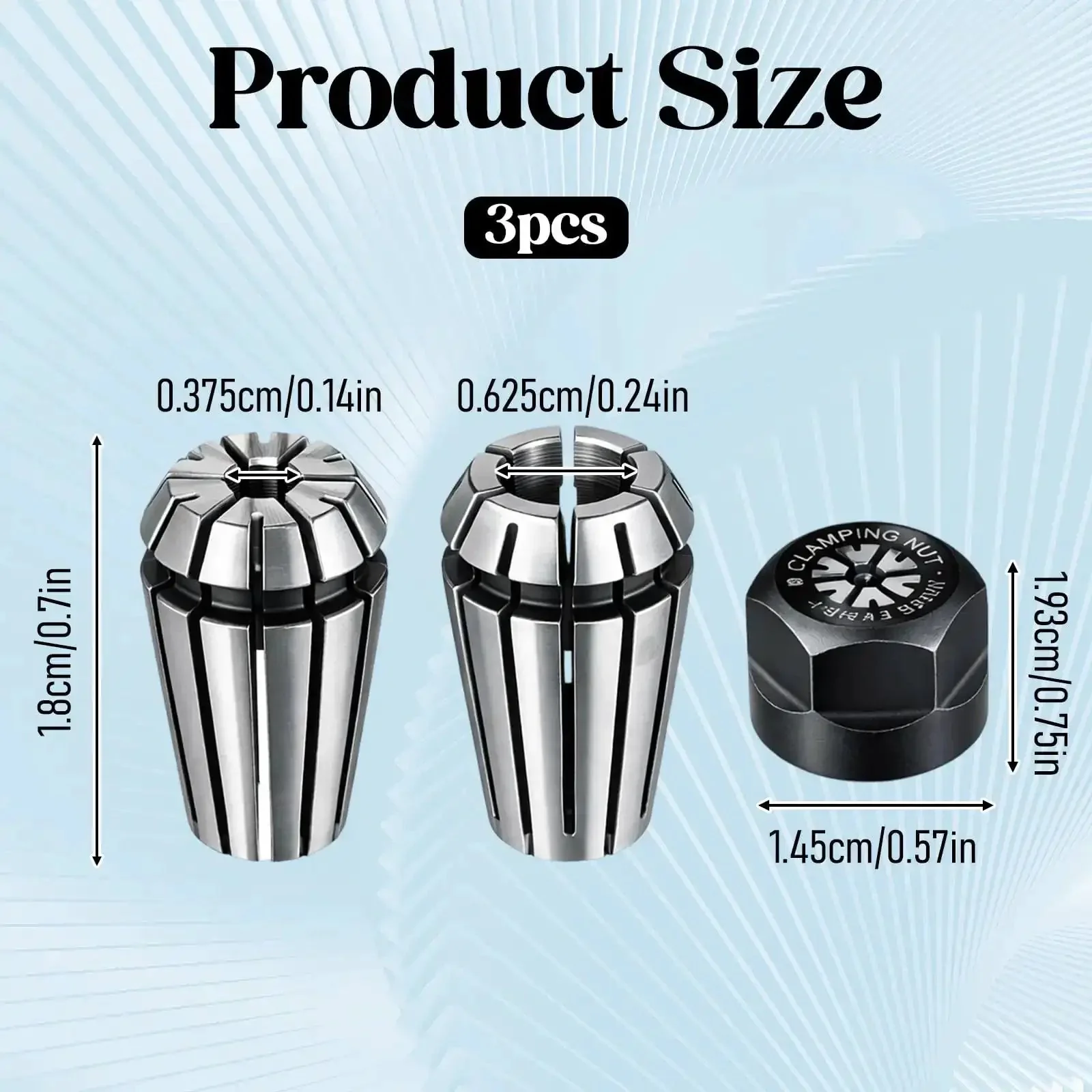 ER11 Collet Set High Precision CNC Engraving Milling Lathe Tools Included 1/8 Inch Chuck 1/4 Inch Chuck With Clamping Nut Pro Grade CNC Accessories For Milling Machine - Image 7