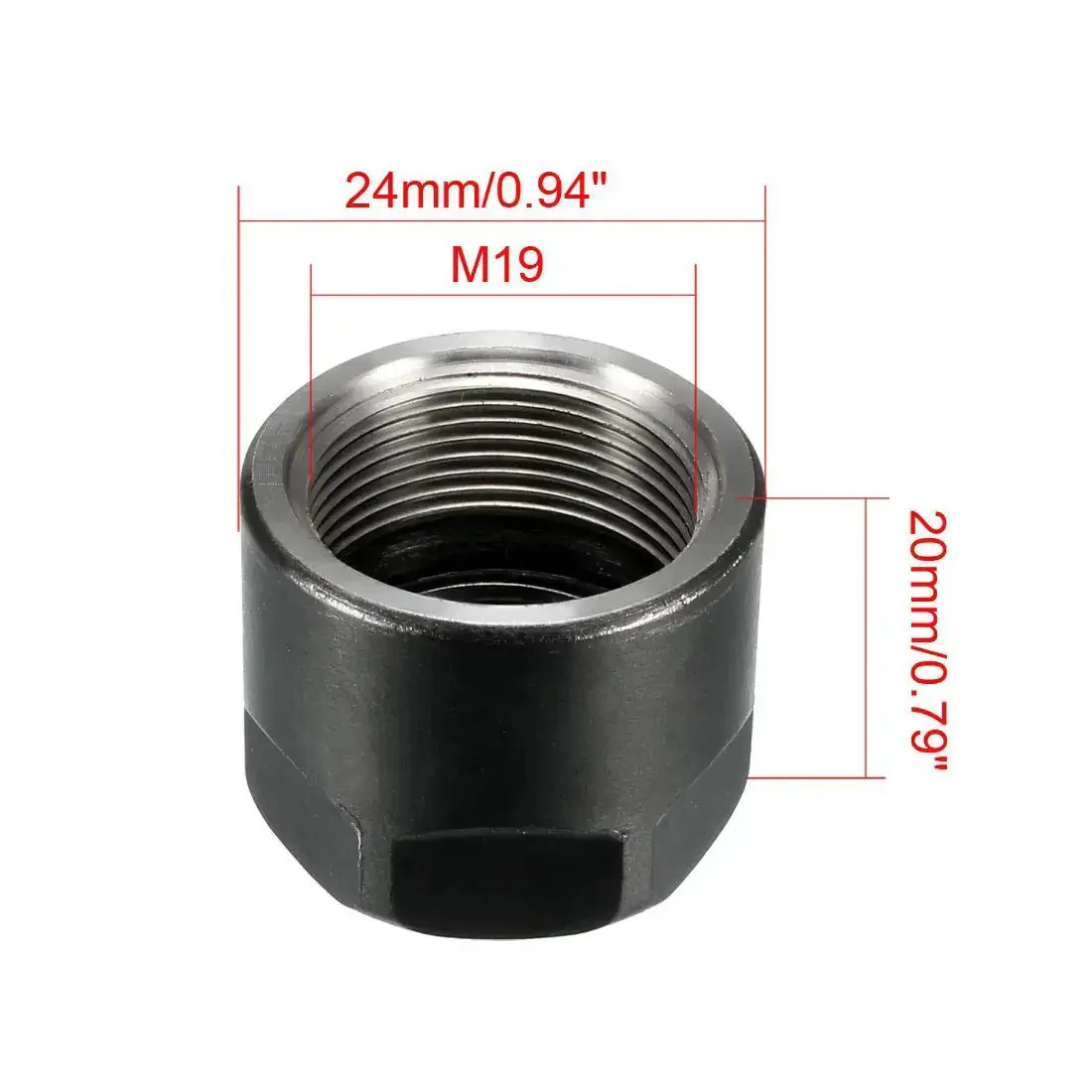 ER16 A M19 Collet Nut For CNC Milling Chuck Holder Lathe Replacement Hex Clamping Nut Cast Steel 13mm Hole About 24 By 20 mm Overall Size Fits Most Tool Holders Heavy Duty Beefy Steel Build - Image 3