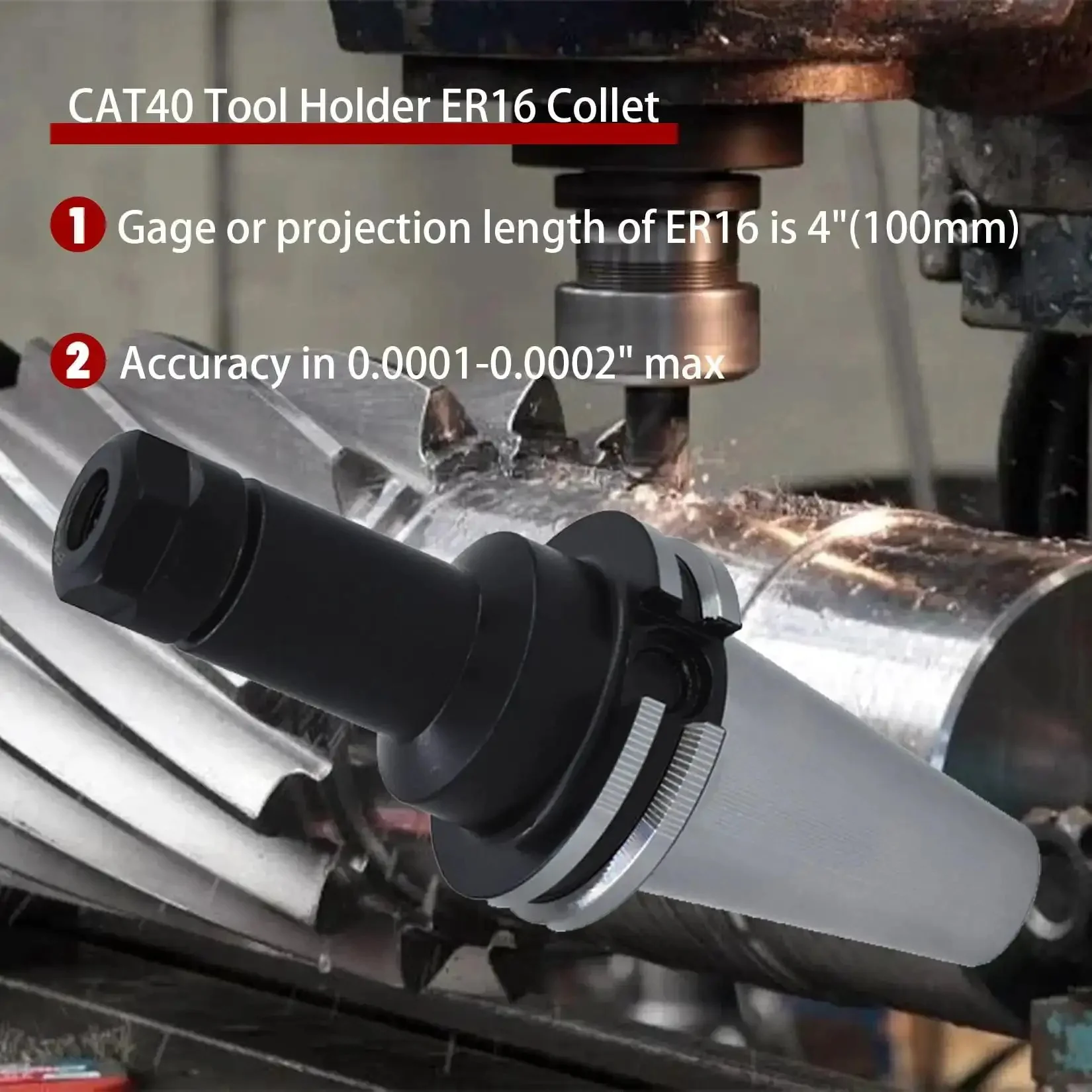 ER16 Collet Chuck Tool Holder Set Four Inch 100mm Length For CNC Milling Lathe Engraving Machines With Ground Flange And V Groove For Quick Tool Changes Pro Grade For Easy On Tool Changers - Image 6