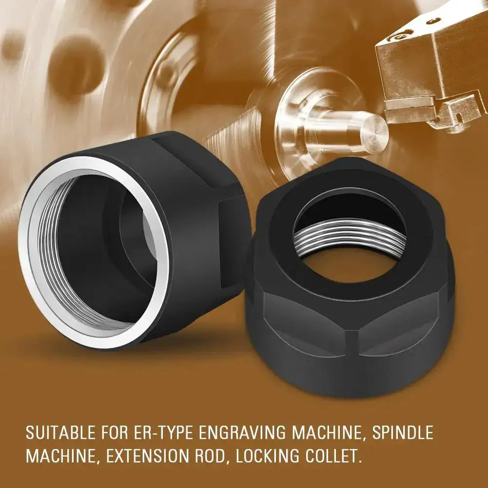 ER16A Collet Nuts Set For CNC Milling And Engraving Machines Hex Clamping Nuts 5 Pieces With M24x1.0 Thread Grade 45 Steel Anti Rust Black Oxide Finish Pro Grade Tool Holding For ER16 Collet Systems - Image 6